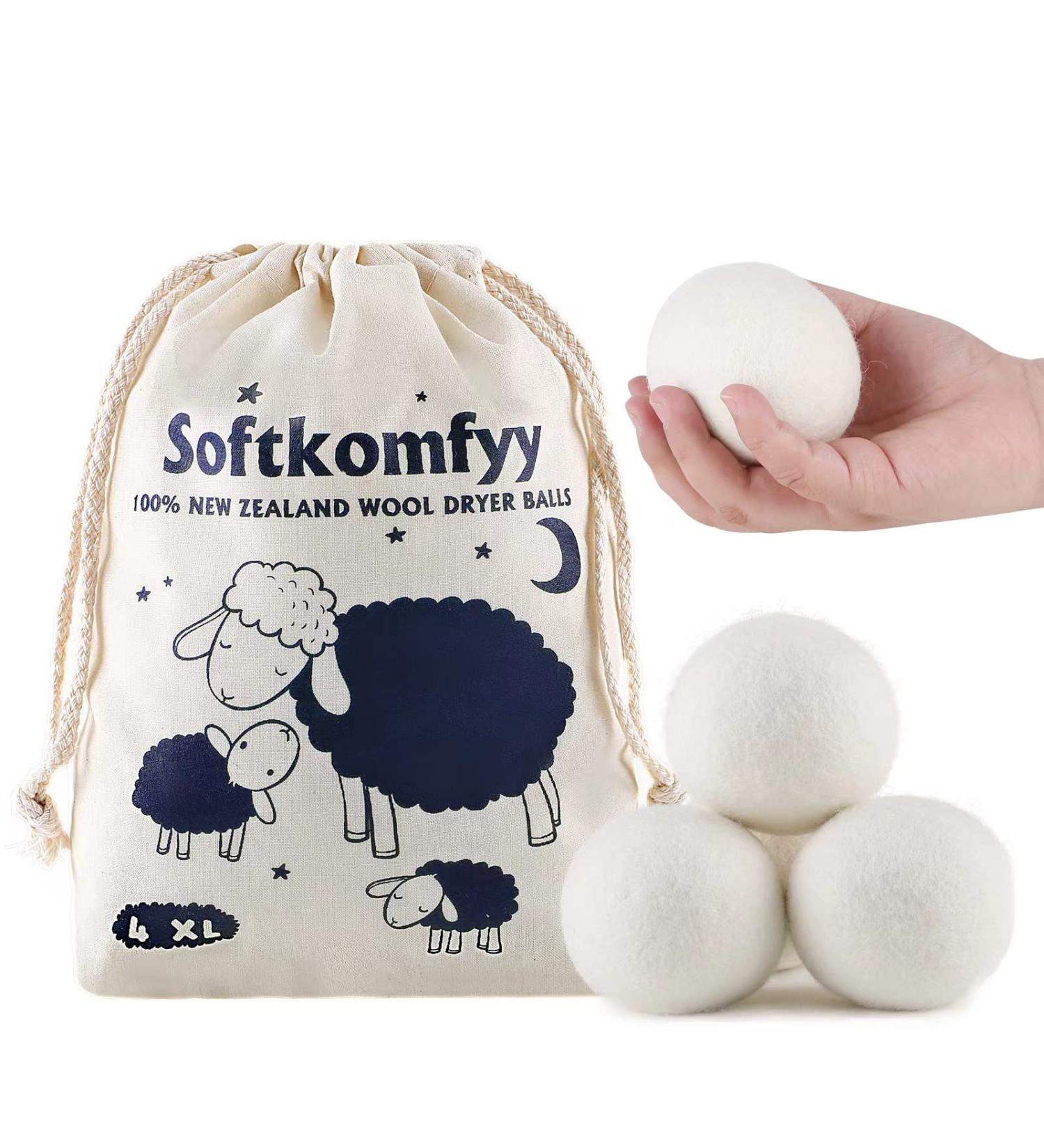 4 Pack XL Wool Dryer Balls - Handmade from 100% New Zealand Wool | Organic Fabric Softener for Laundry | Reusable & Eco-Friendly | Shortens Drying Time | Baby Safe | 1000 Loads - Buy Online on GoSupps.com