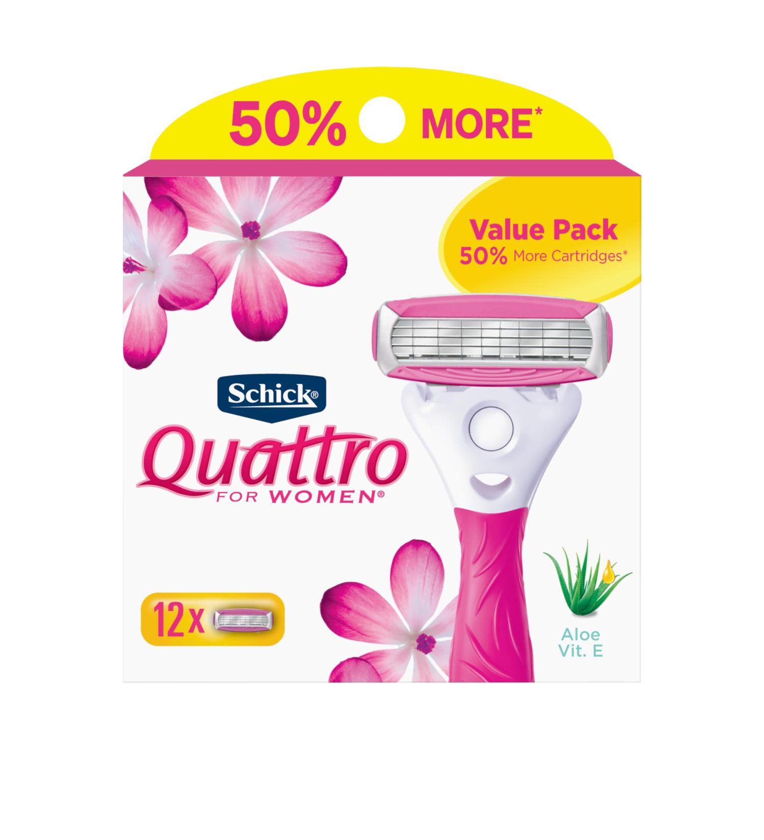 Schick Quattro for Women Razor Blade Refills - 12 Count | Ultra Comfort & Precision Shaving - Buy Online on GoSupps.com