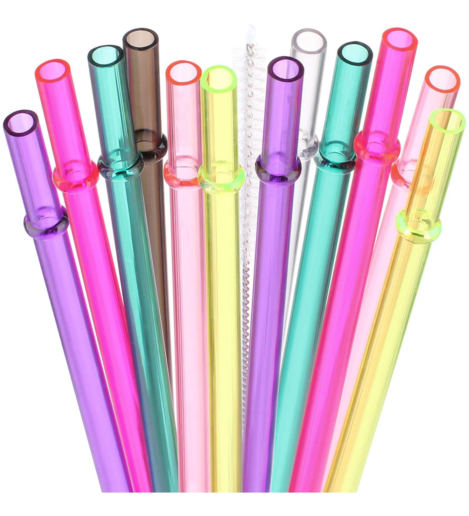 Dakoufish 13 Reusable Tritan Drinking Straws for Mason Jars - Set of 12 with Cleaning Brush (13 inch, 7 Colors) - Buy Online on GoSupps.com