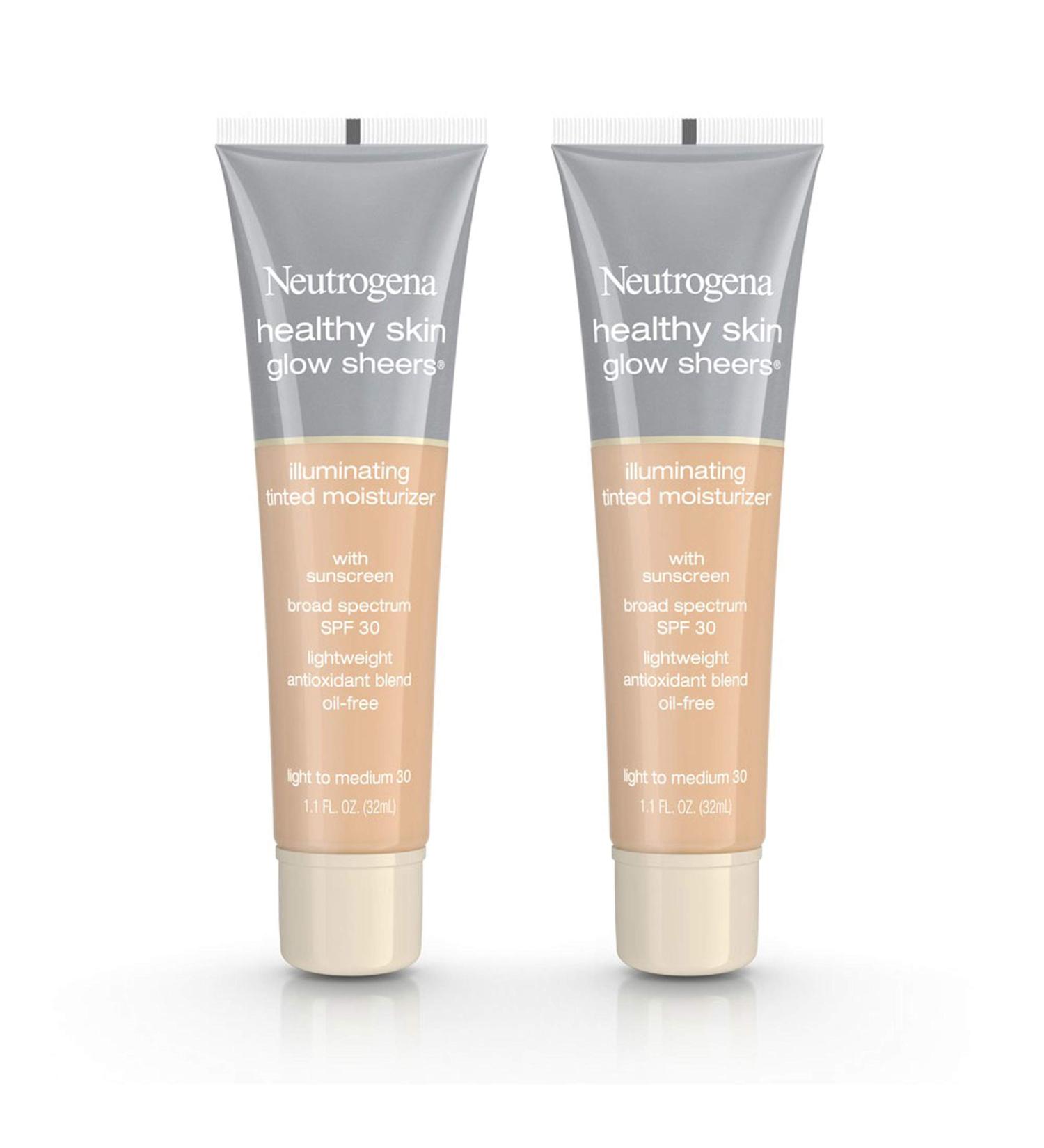 Neutrogena Healthy Skin Glow Sheers Tinted Moisturizer SPF 30, Light to Medium, 1.1 oz (2 Pack) - Buy Online on GoSupps.com