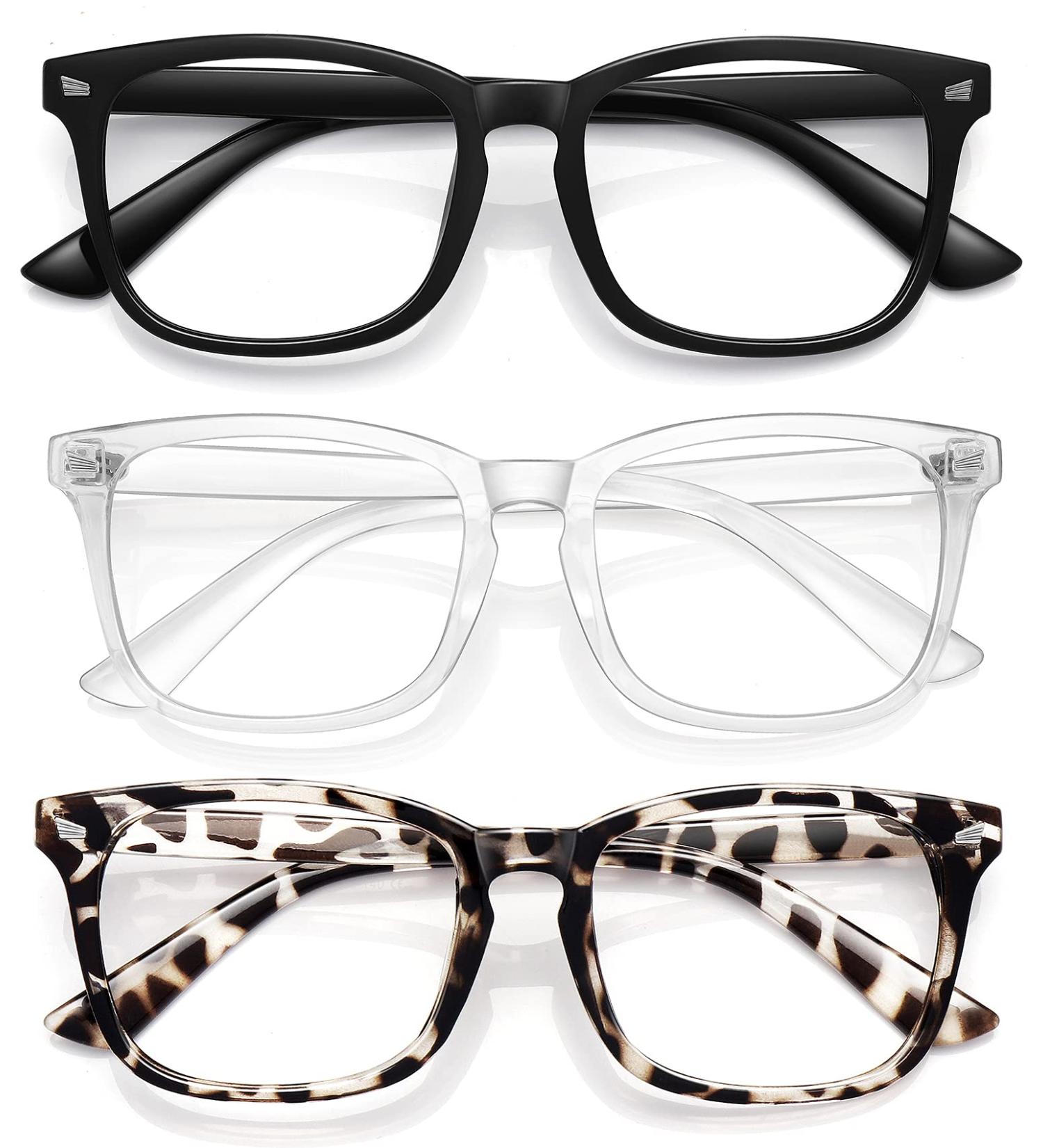 Buy Blue Light Filter Glasses - Unisex Non-Prescription Clear Lens in Black Gray Leopard & Transparent - Buy Online on GoSupps.com