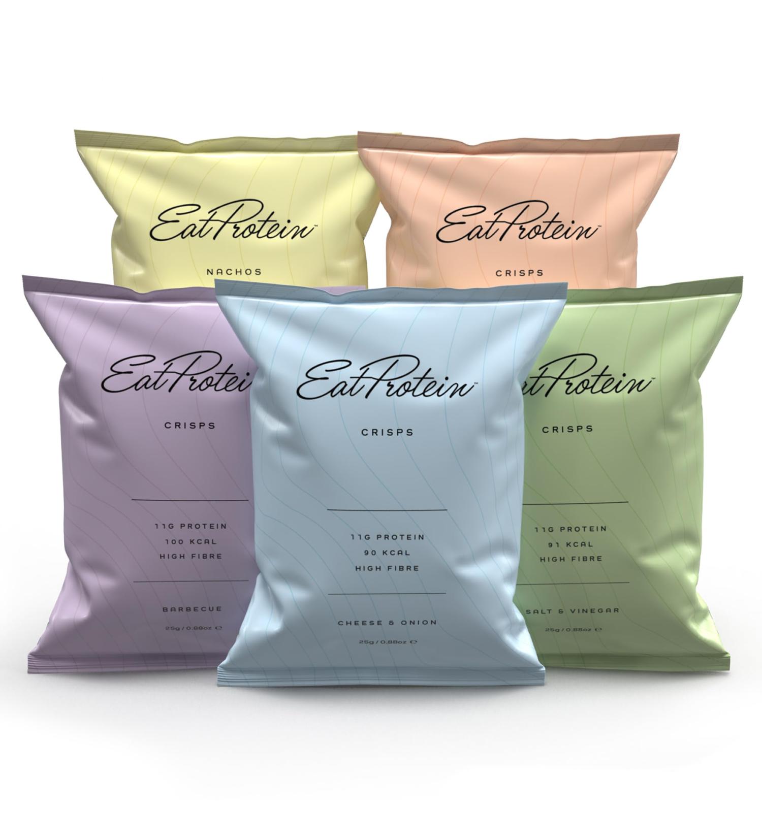 EatProtein: 20-Pack Protein Crisps (5 flavours: Cheddar Cheese Nachos Cheese & Onion Salt & Vinegar Barbecue Thai Sweet Chilli) / healthy baked alternative to traditional crisps - Buy Online on GoSupps.com