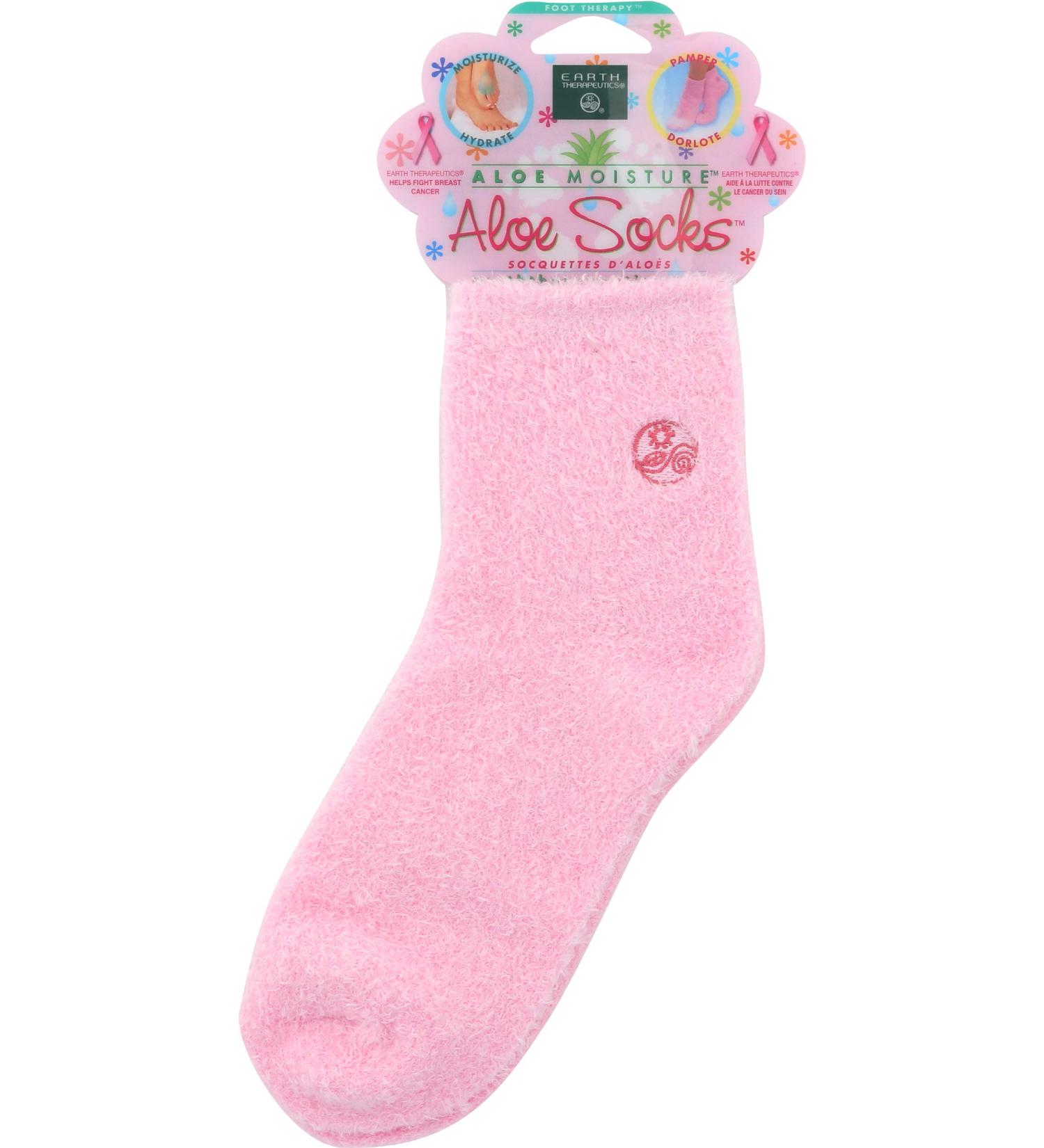 Earth Therapeutics Aloe Vera Socks - Infused with Aloe Vera & Vitamin E for Dry Feet, Cracked Heels, Calluses & Rough Skin - Pink - Buy Online on GoSupps.com