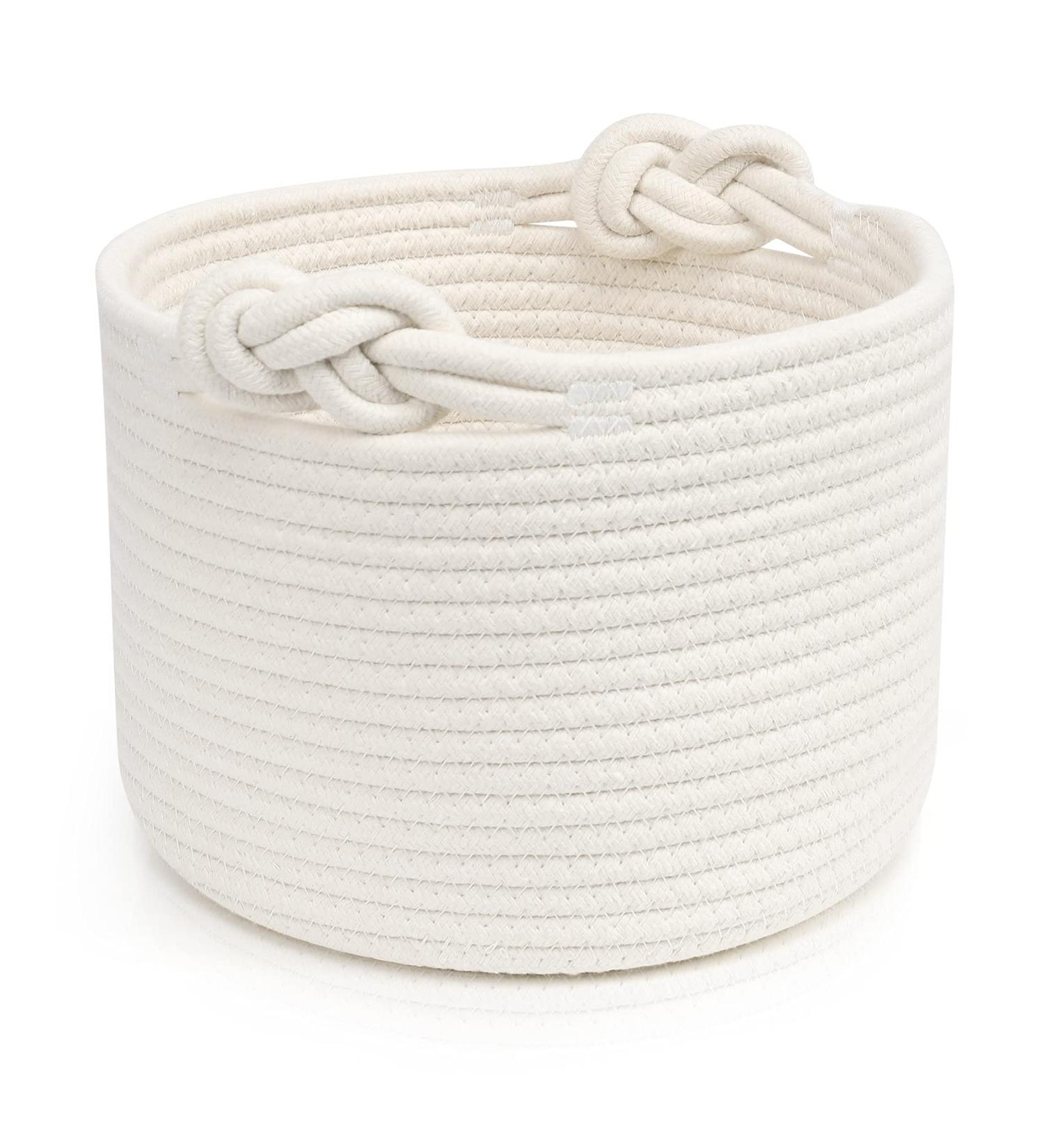 ABenkle Small Woven Basket - Cotton Rope Storage for Pets & Baby - Nursery & Bathroom Decor - White 9.4 x 9.4 x 7.1 - Buy Online on GoSupps.com