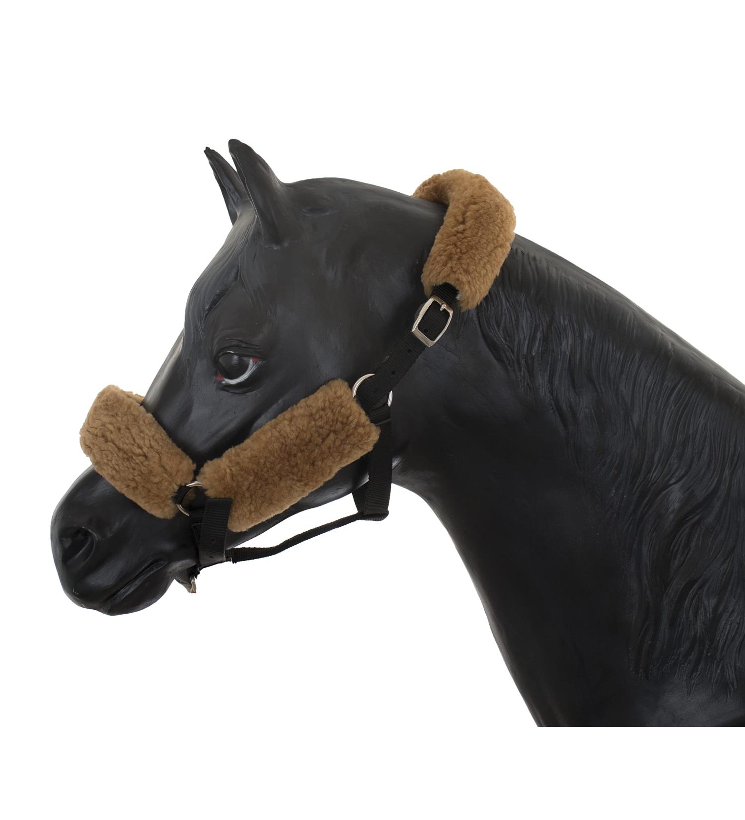 Angel Reitsport Halfter Set (4-piece) incl. Nasal sauce neck saver and 2x baking piece cover Set4 Color: 12 lambskin colors for choice camel