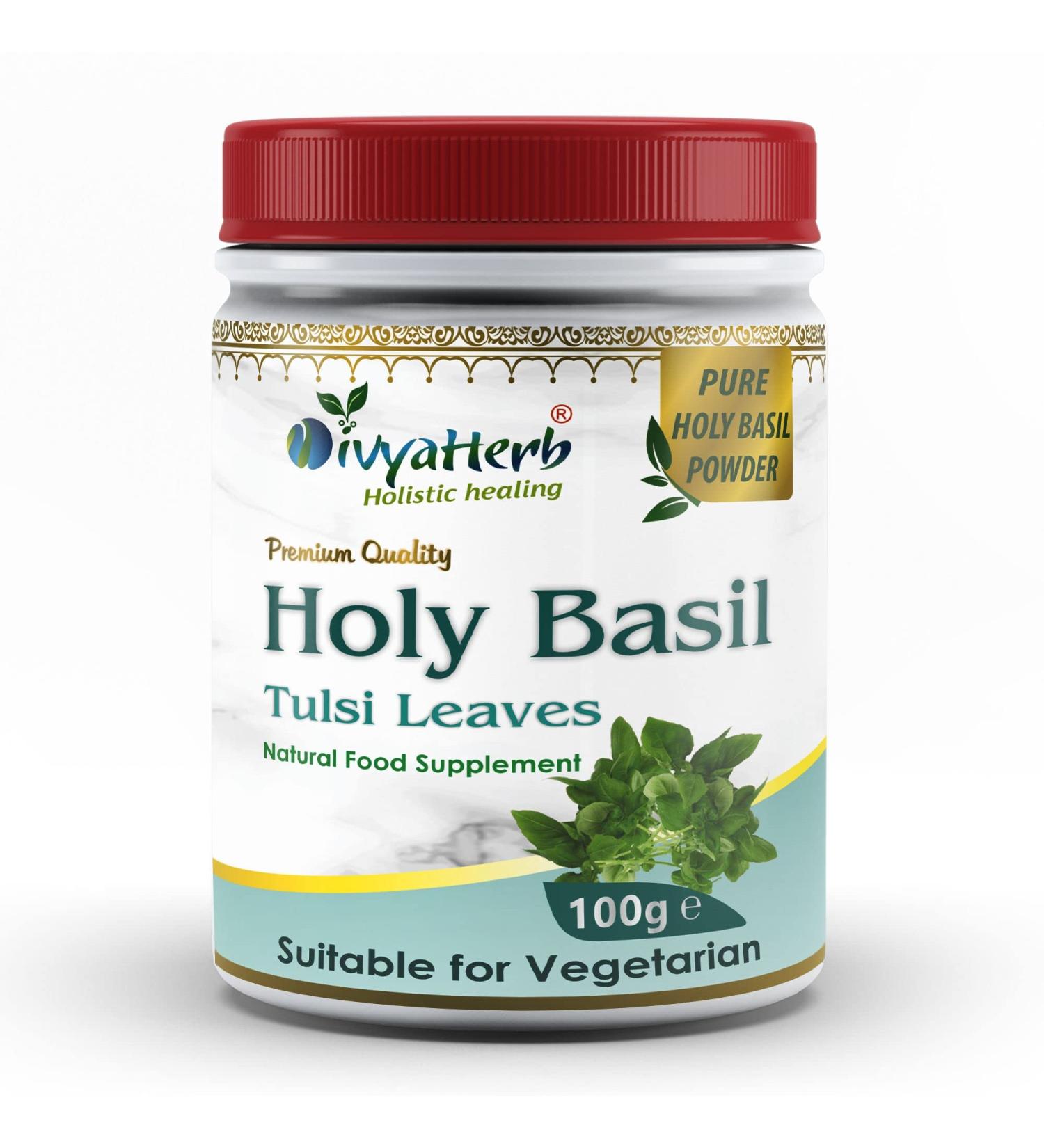 Holy Basil (Tulsi) Powder - Organic Herbal Supplement for Stress Relief and Immune Support - Buy Online on GoSupps.com