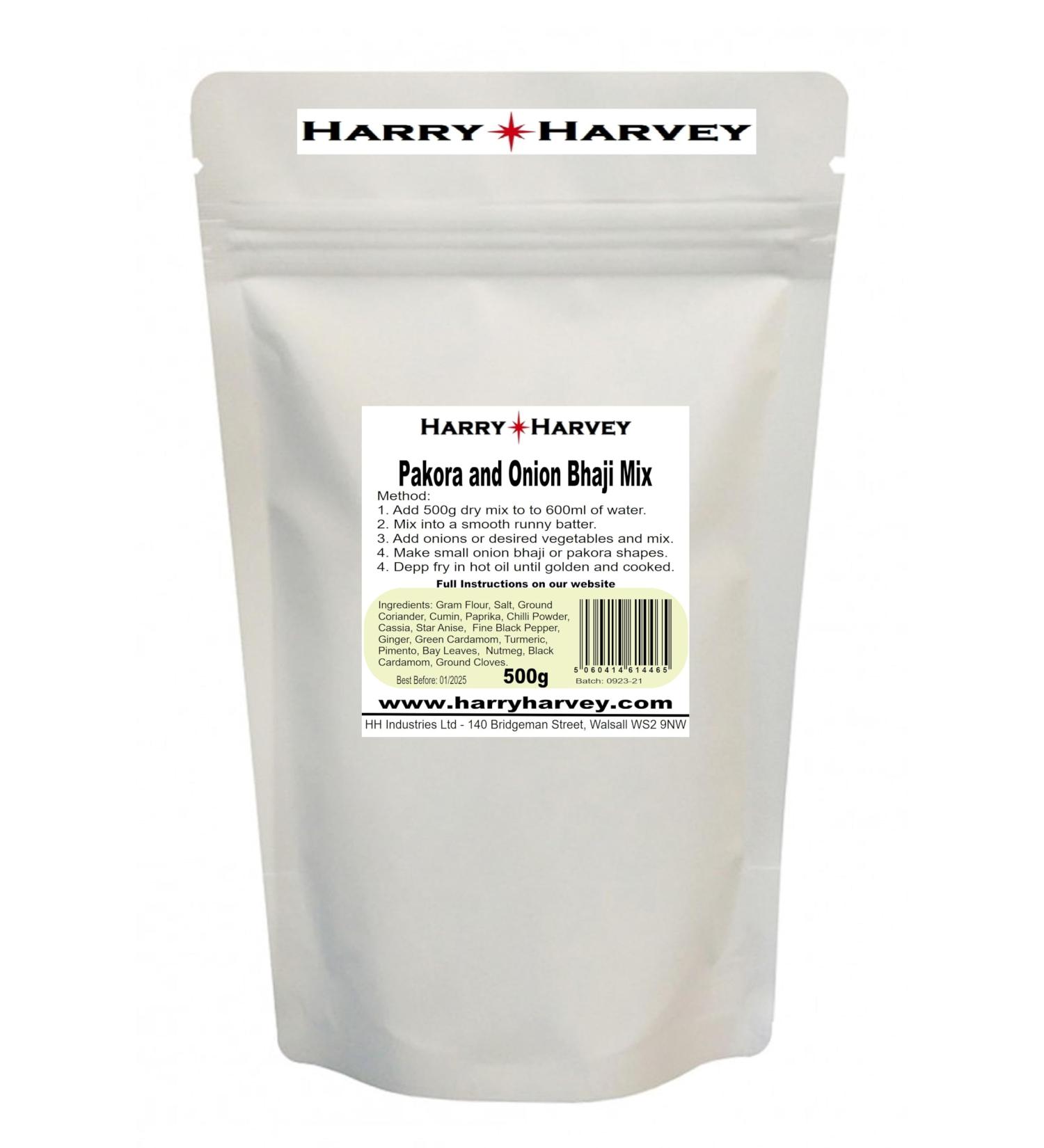 Harry Harvey 500g Onion Bhaji & Pakora Mix - Authentic Indian Snack Mix for Perfect Pakoras - Buy Online on GoSupps.com