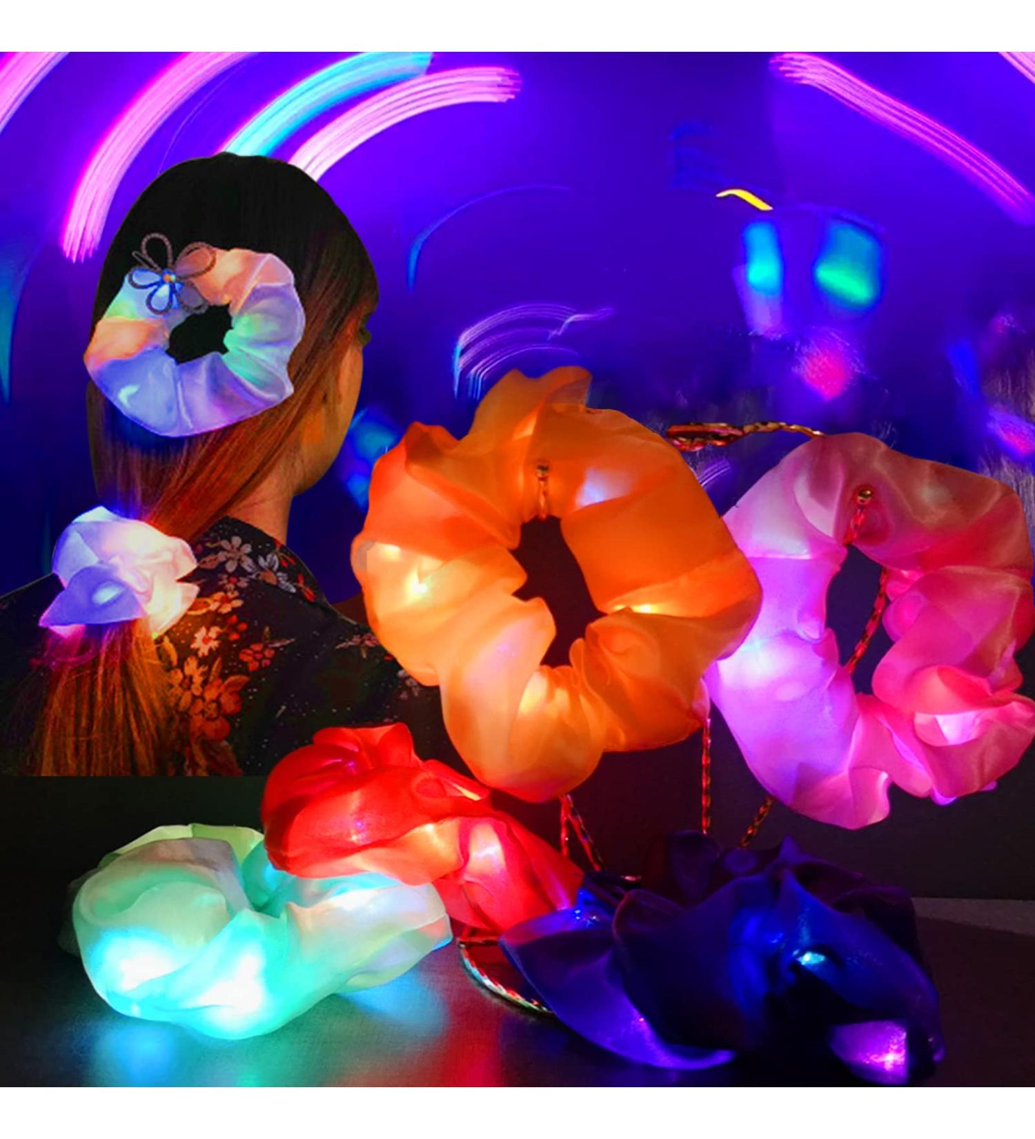 12 Pcs Light Up LED Scrunchies Neon Satin Hair Bands for Women & Girls - Buy Online on GoSupps.com