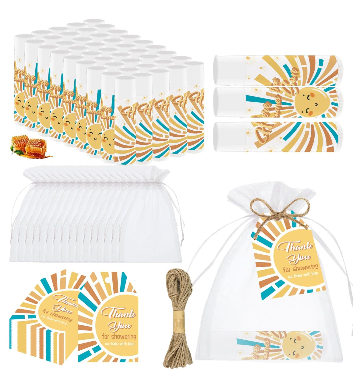 50 PCS Here Comes The Sun Baby Shower Lip Balms Bulk Gift for Guests Thank You Gifts Sun Birthday Supplies Stuffers Favors Boys Girls Games Neutral Gender Reveal Gifts (Sun) - Buy Online on GoSupps.com