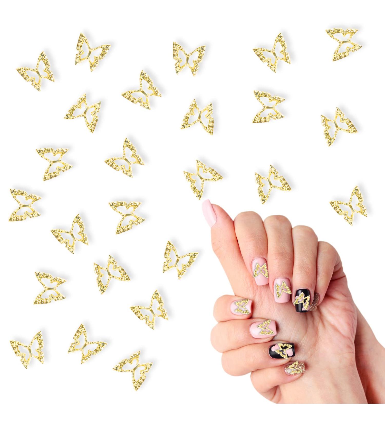 100pcs Gold 3D Butterfly Nail Charms for DIY Manicure - Nails Decoration Supplies - Buy Online on GoSupps.com