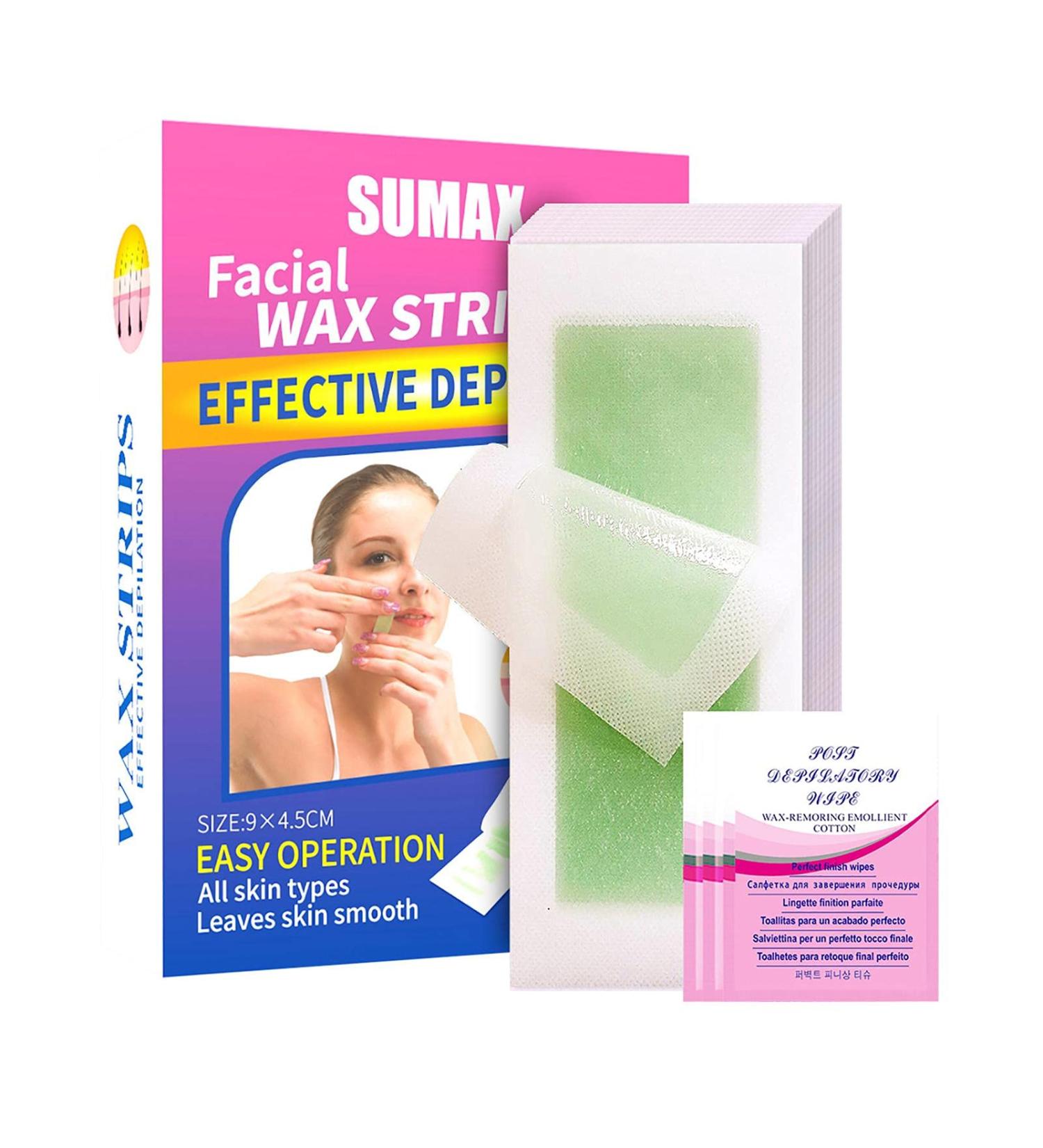 Small Wax Strips for Women | 72 Facial & Body Hair Removal Strips + 4 Calming Oil Towels - Ideal for Sensitive Skin - Buy Online on GoSupps.com