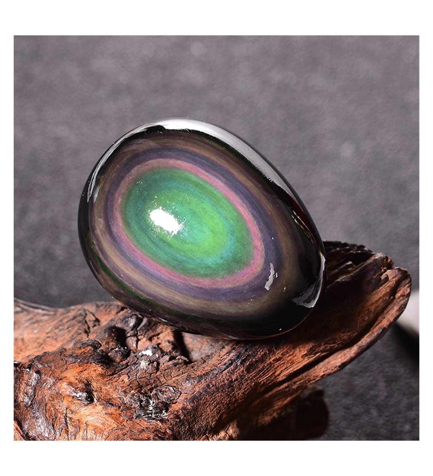 Crystal 1pc Natural Rainbow Obsidian cat Eye Stones Shape Quartz Crystal Ornament Stone Collection 45-50mm - Buy Online on GoSupps.com