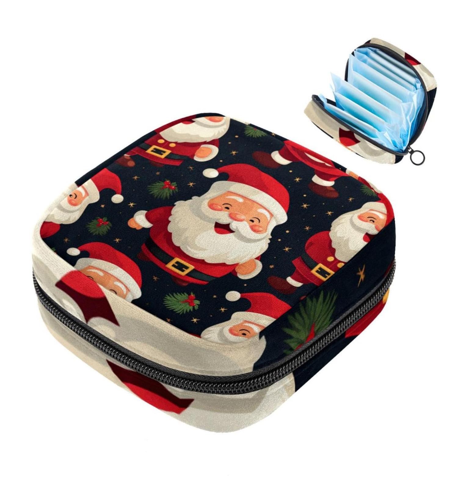 Muoooum Merry Christmas Sanitary Napkin Storage Bag | Portable Menstrual Pad & Cup Pocket for Teens & Women | 4.7x6.6 inches - Buy Online on GoSupps.com