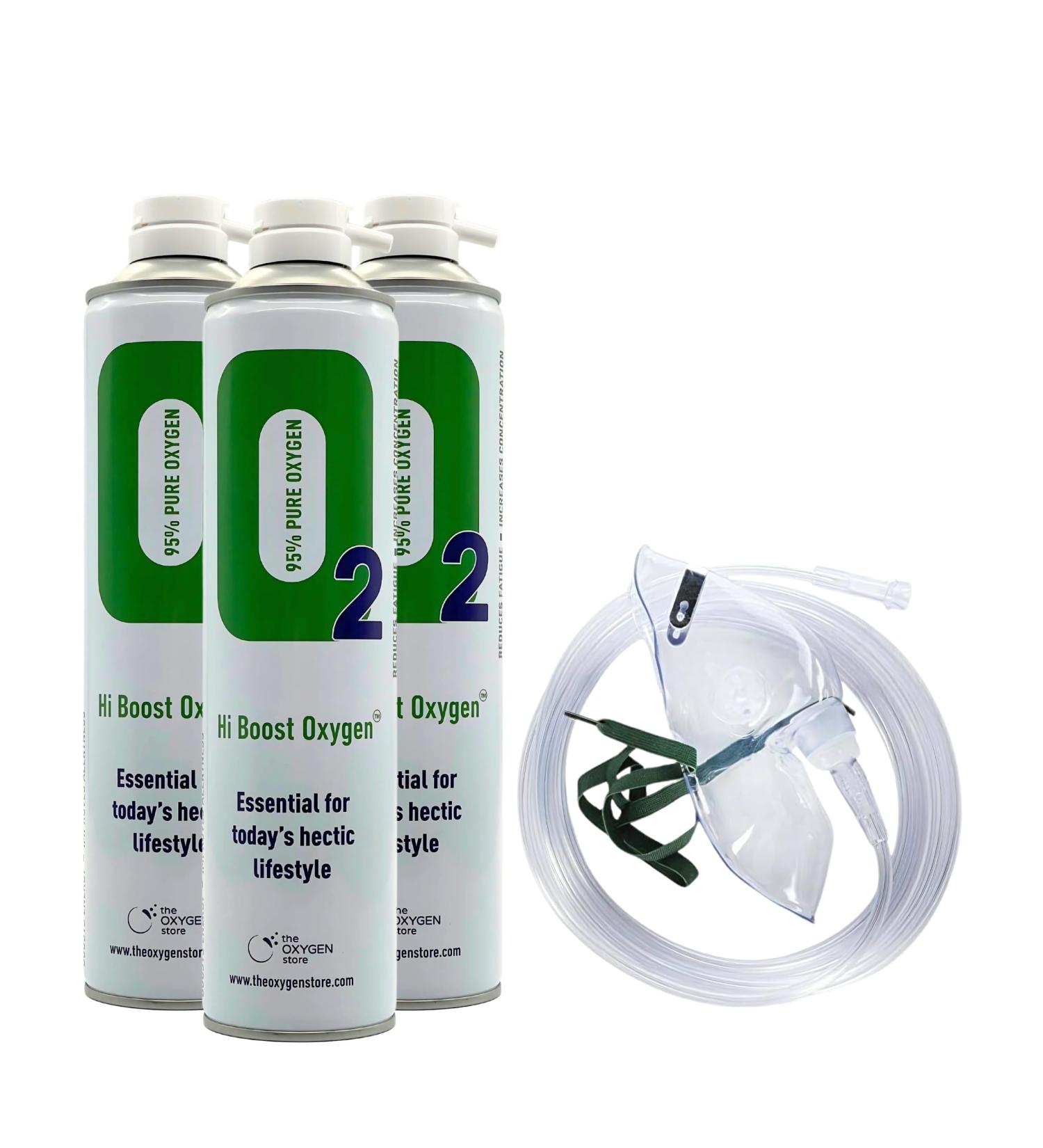 Hi Boost Oxygen 30l in 3 Cans Pure Oxygen | Help Boost Your Energy Levels and Decrease Your Fatigue | Essential for Todays Hectic Lifestyle | Made in The UK - Buy Online on GoSupps.com