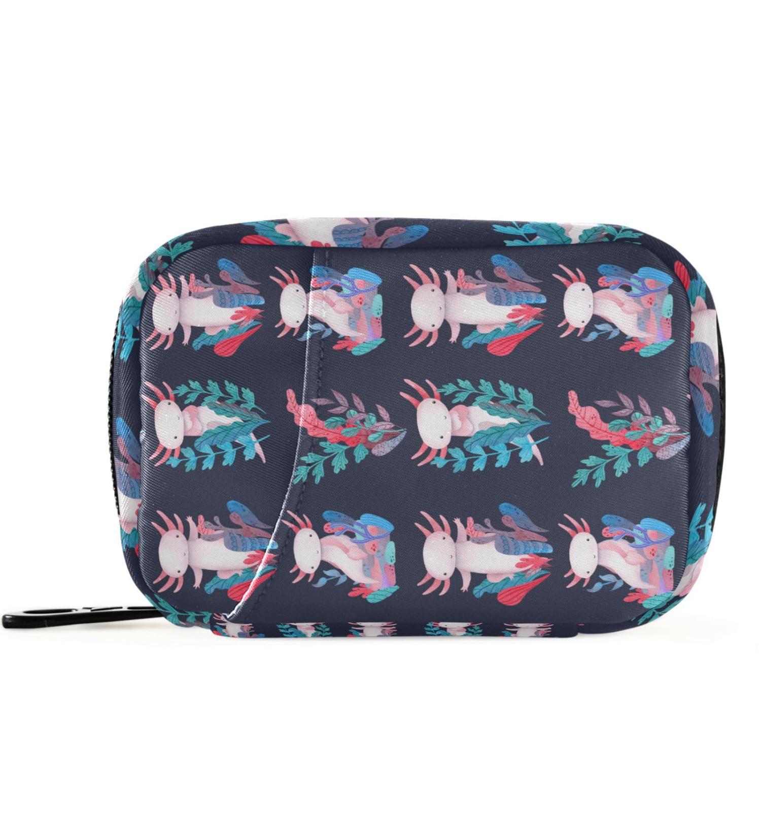 Buy Pfrewn 7 Day Pill Organizer Case - Travel Pill Box in Violet Pink & Blue Sea Weed Cute Axolotl Design Portable Vitamin & Medicine Holder Pouch - Buy Online on GoSupps.com