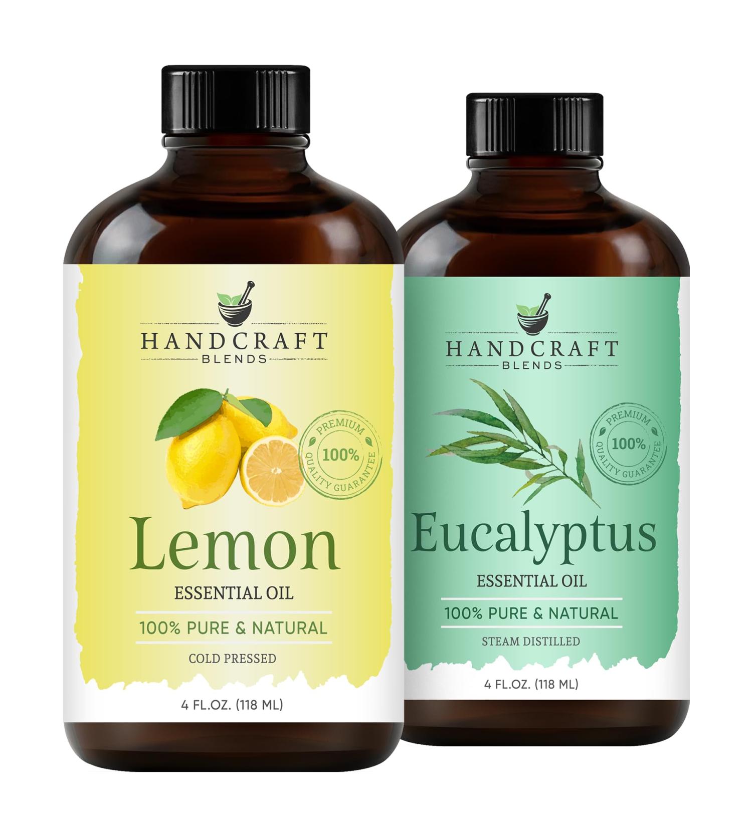Handcraft Blends Clean & Crisp Set: Eucalyptus and Lemon Essential Oils (2 x 4 Fl Oz) 100% Pure & Natural for Diffuser Aromatherapy and DIY Projects - Buy Online on GoSupps.com