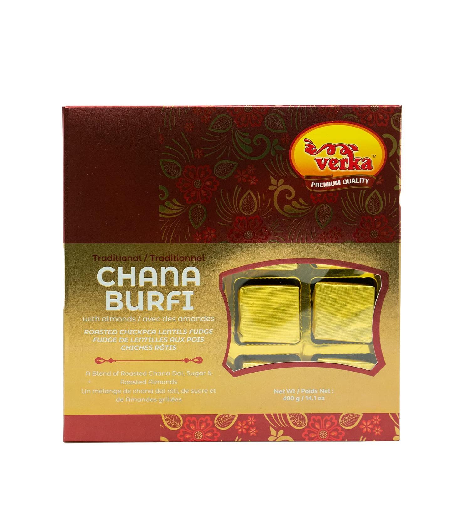 Verka's Roasted Chickpea Lentil Fudge with Almonds Chana Badam Burfi/Barfi. Indian Sweets for Festivals (16 Burfi's in a pack) Indian Sweet Gift Pack of Barfi. - Buy Online on GoSupps.com