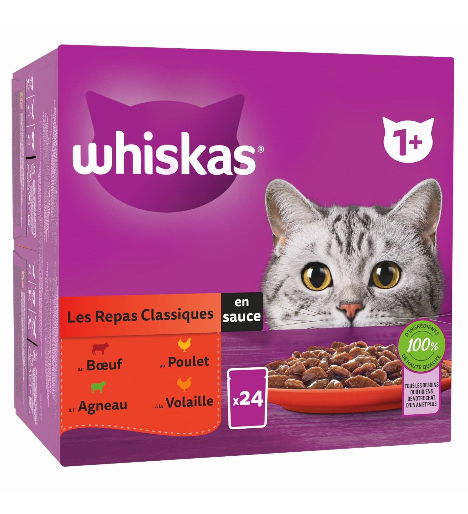 WHISKAS Cat Meals - 48 Fresh Sachets (Pack of 2 Packs 24x85g) - Classic Meals (4 varieties) - Cat Pate - Buy Online on GoSupps.com