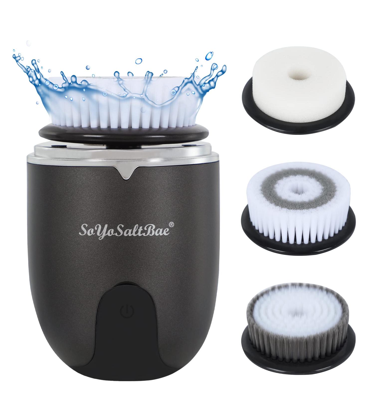 Electric Vibrating Sonic Facial Brush Cleansing Waterproof for Skin Face Exfoliating Removing Blackhead Deep Cleaning with 2 Working Speed of Men and Women 1 Black - Buy Online on GoSupps.com
