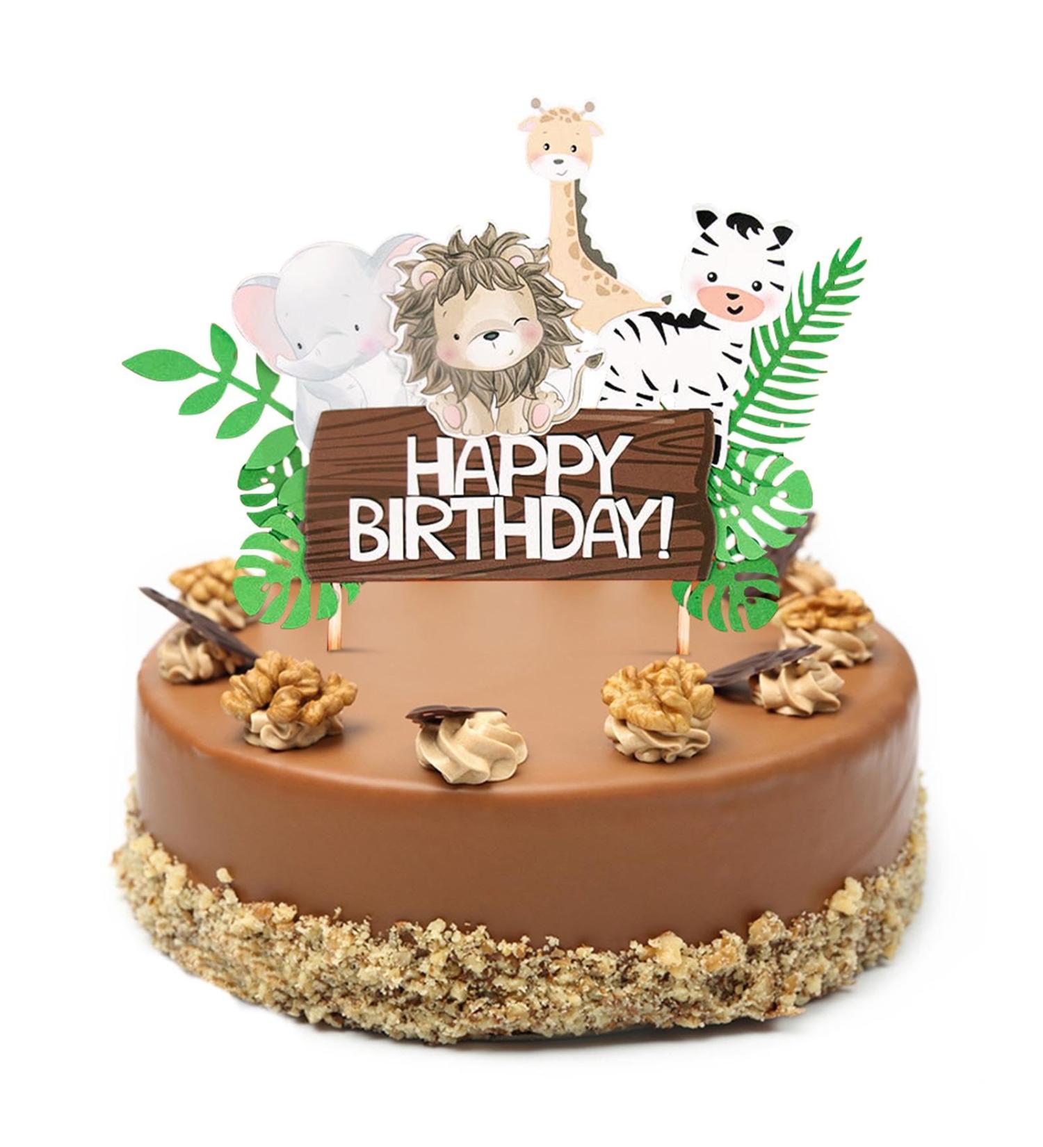 Jungle Animal Cake Toppers for Giraffe Lion Theme Party Happy Birthday Cake Topper Cupcake Decoration for Girls Boys Party Supplies for Jungle Theme Birthday Party(Multicolor) - Buy Online on GoSupps.com
