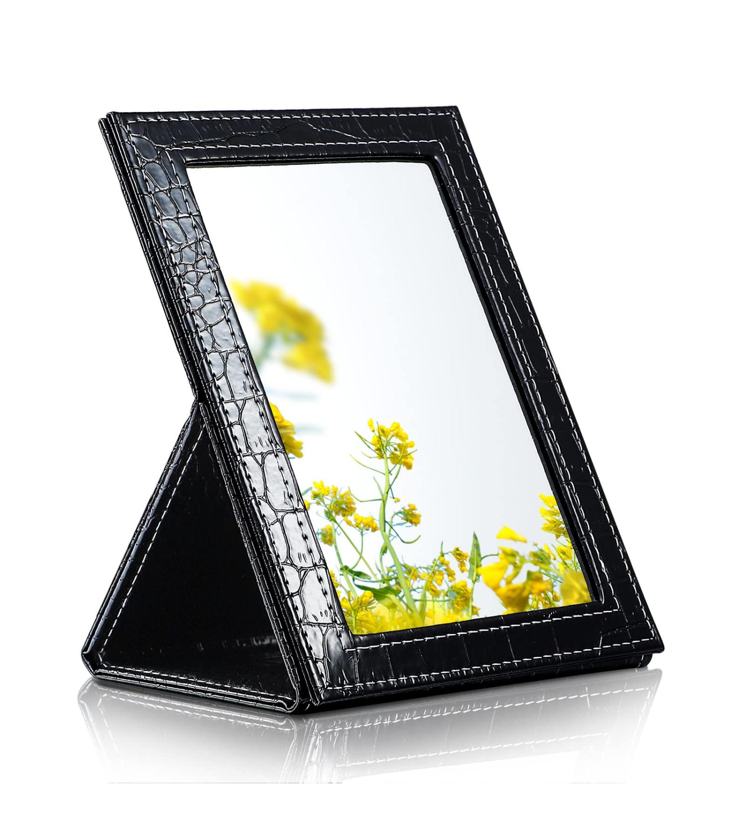 Portable Folding Makeup Mirror w/ Adjustable Stand for Travel/Desk - EIGSHOW (8X5.9 Inch) - Buy Online on GoSupps.com