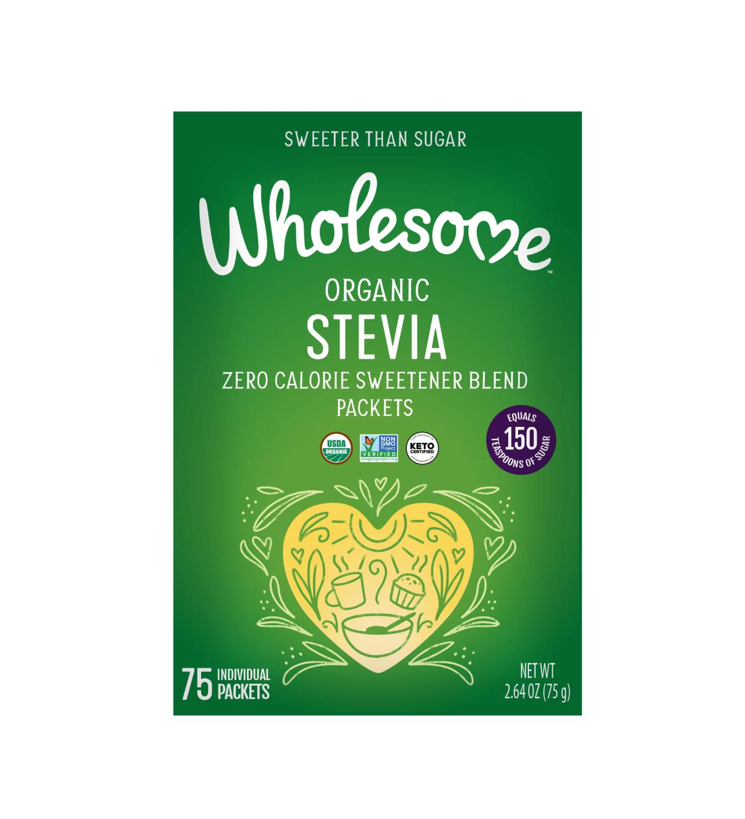 Organic Stevia Zero Calorie Sweetener Blend - Non GMO & Gluten Free - 2.65 Oz (Pack of 75) - Buy Online on GoSupps.com