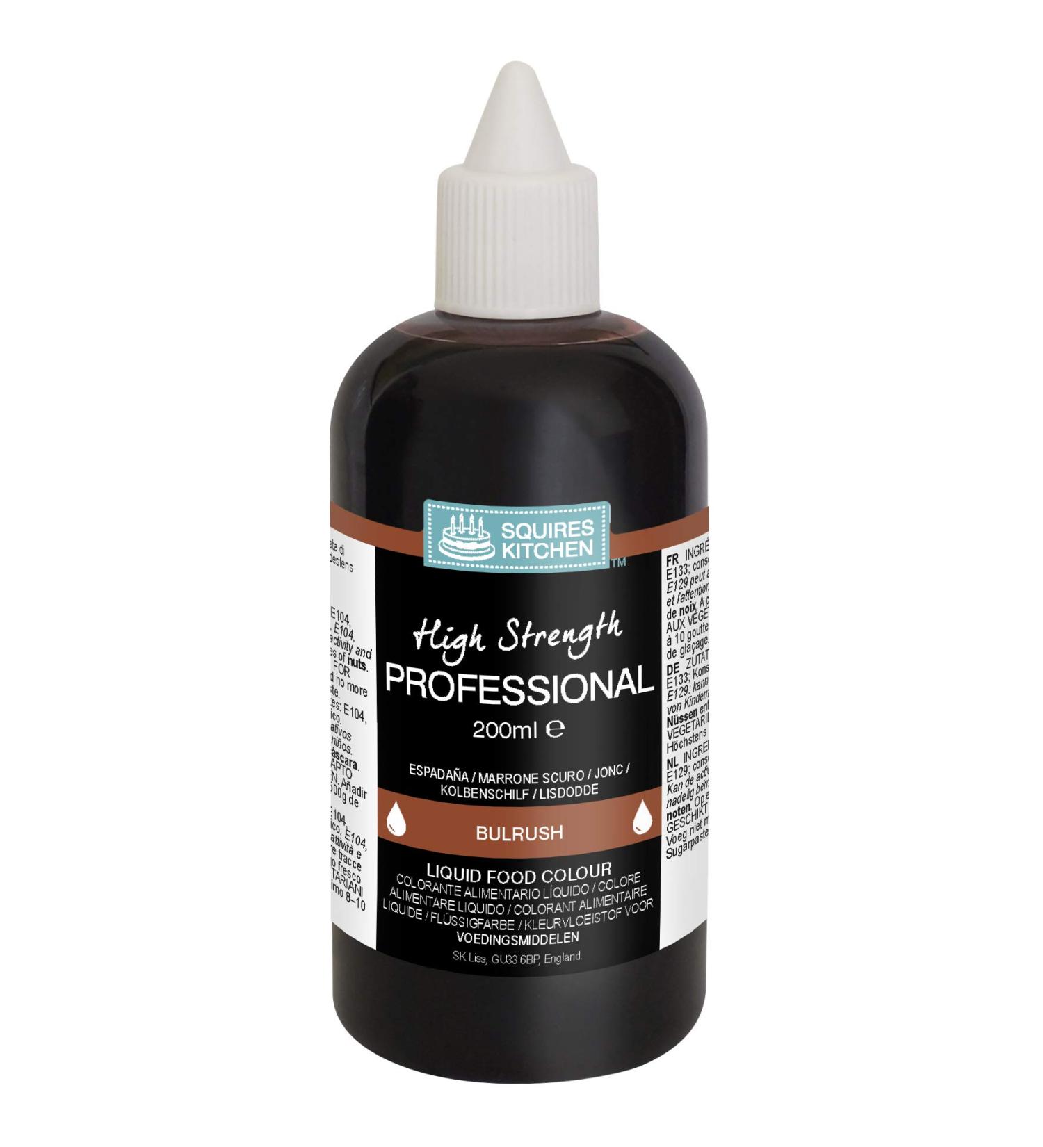 Squires Kitchen Bulrush Dark Brown Professional Edible Food Colour Liquid 200ml