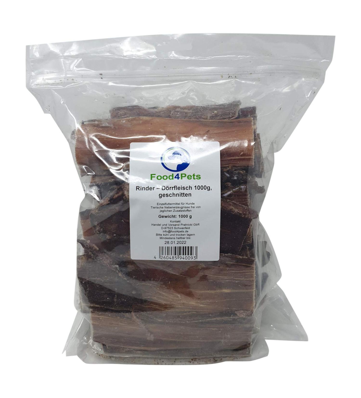 Food4Pets Beef Dried Dog Treats 1kg - Natural Chewing Snacks for Dogs | Resealable Pack Ideal for Training & Rewards - Buy Online on GoSupps.com