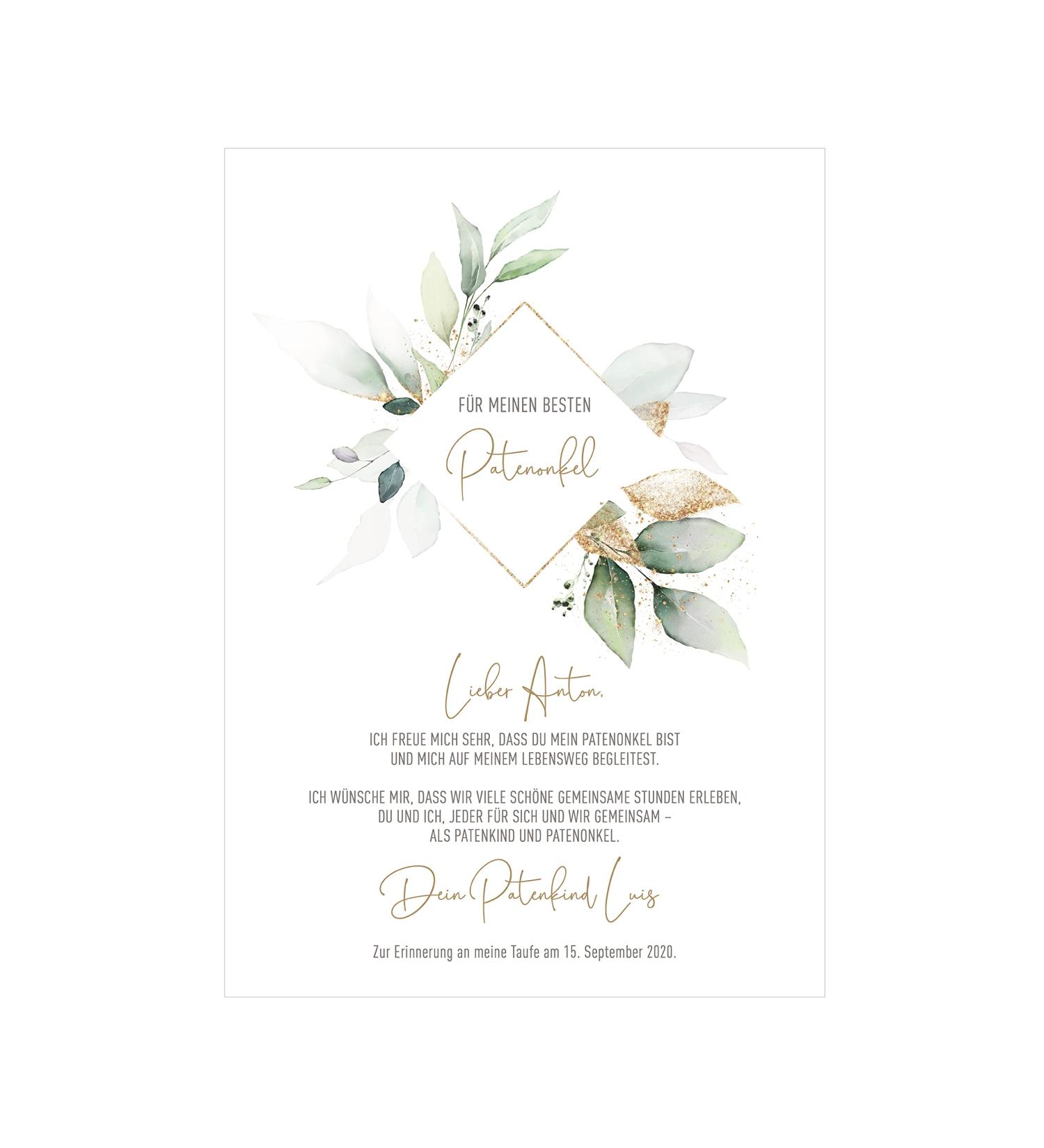 GODPARENT LETTER Heartfelt Baptism Gift for Godmother & Godfather | Eucalyptus Design - Buy Online on GoSupps.com