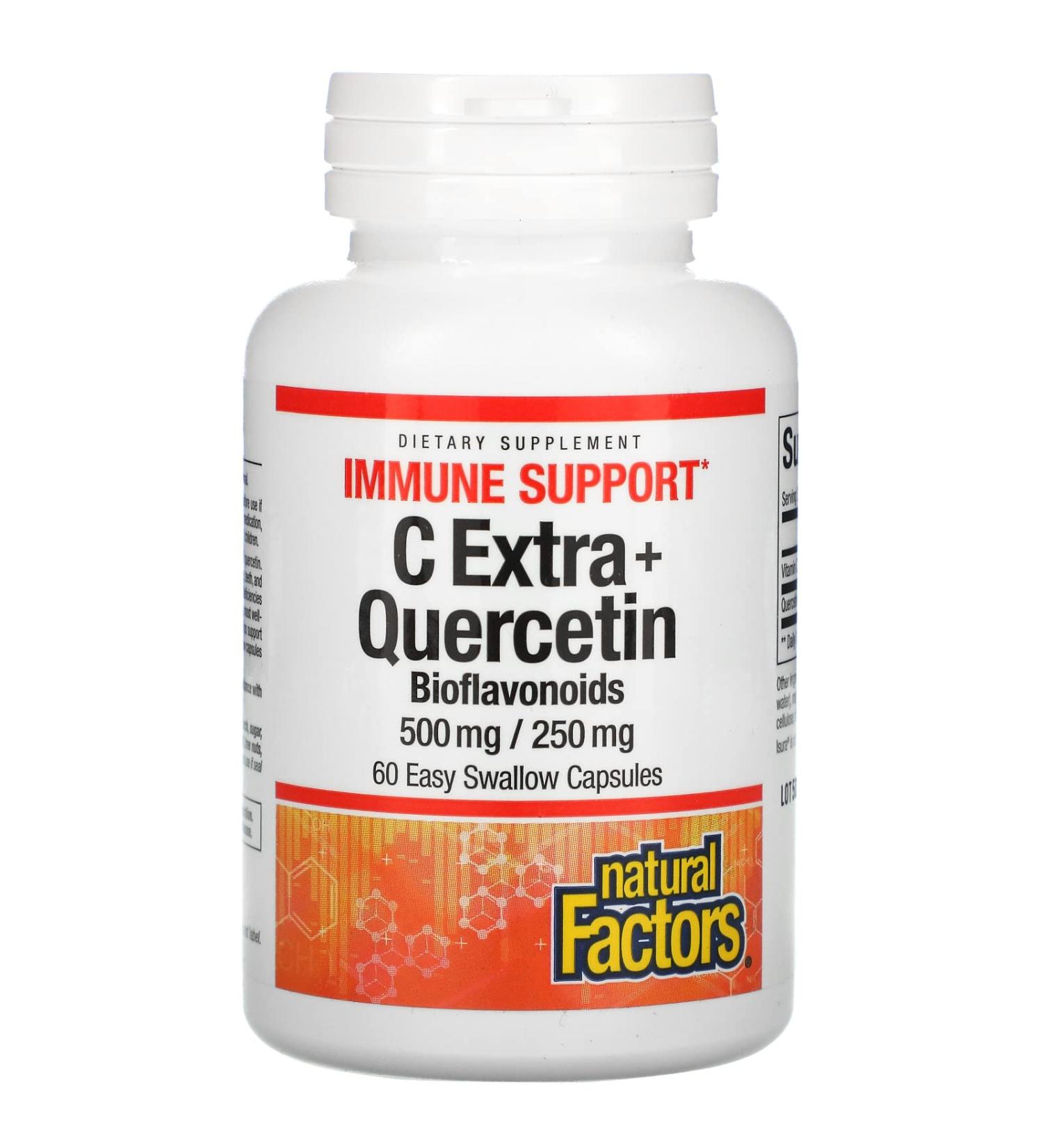 Natural Factors C Extra + Quercetin 60 Easy Swallow Capsules