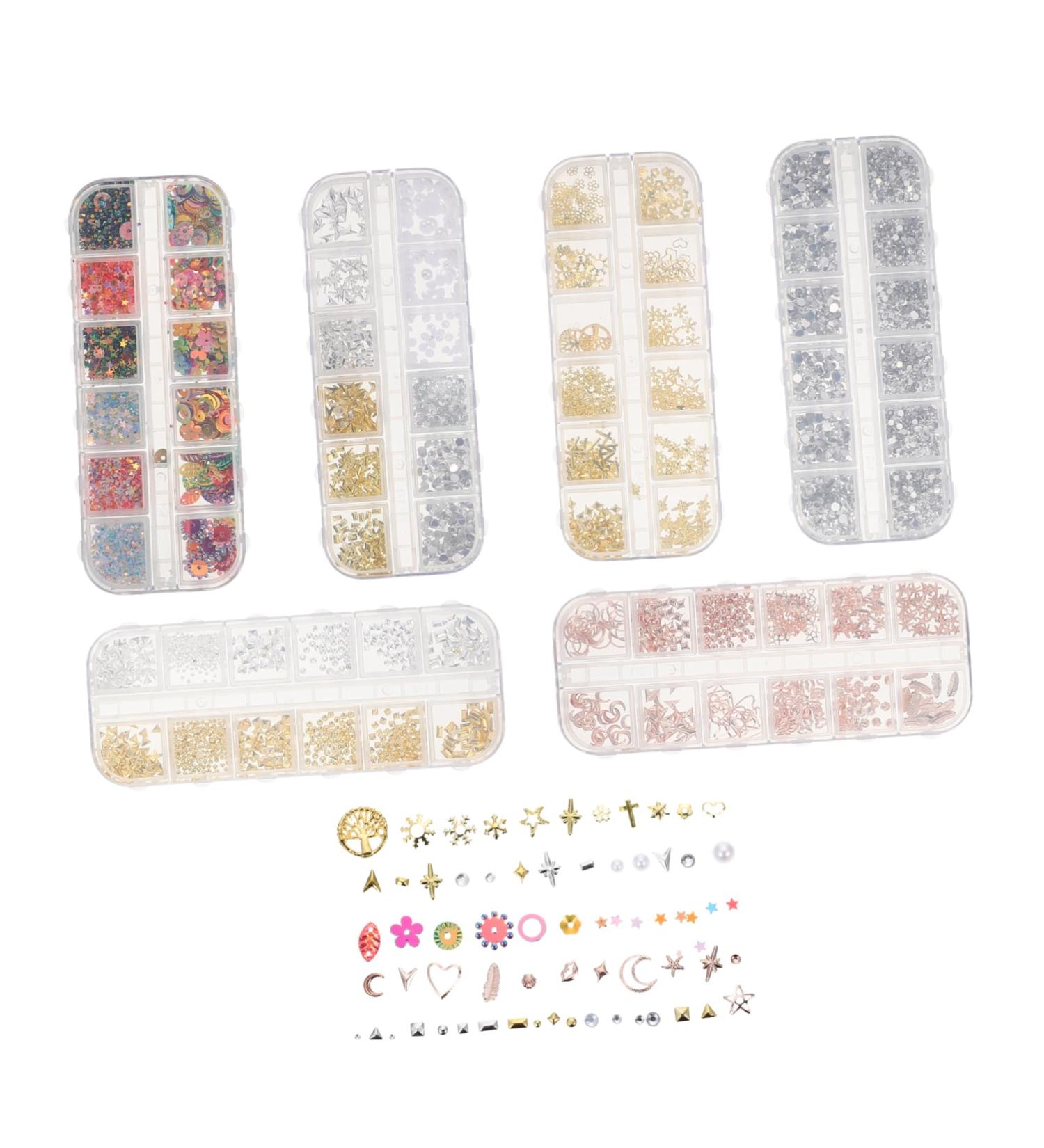 minkissy 6 Boxes Nail Art Accessories Nail Accessories Girls' Accessories Nail Decorations for Nail Art Nail Art Glitter Sequins Metal Nail Charm Studs DIY Nail Ornaments Mini Nail Charms - Buy Online on GoSupps.com
