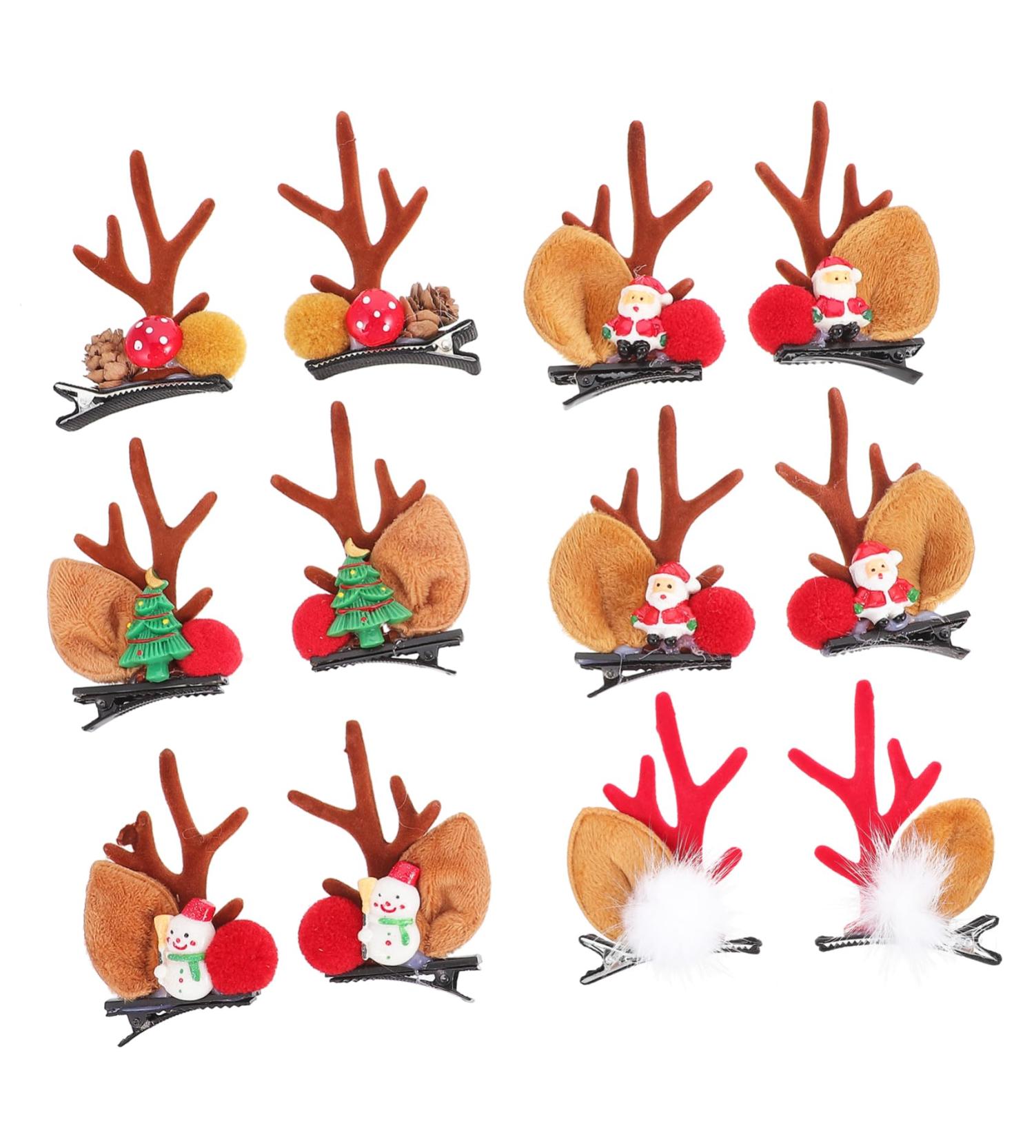 DOITOOL 6 Pairs Christmas Hair Clips Deer Hair Barrette Antlers Hair Clip Santa Hair Clip Mini Mushroom Deer Antlers Hairpins Christmas Hair Barrettes Child Polyester Accessories - Buy Online on GoSupps.com