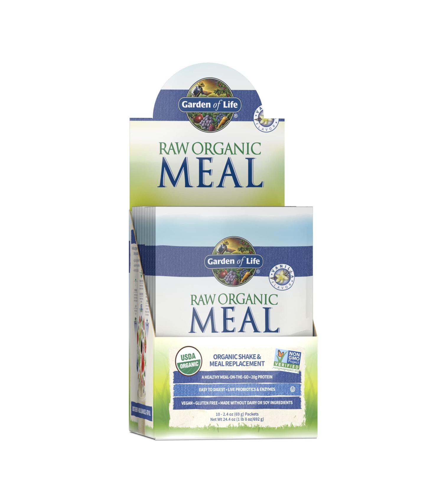 Garden of Life Organic Raw Meal Replacement Vanilla Powder - Vegan, Gluten-Free, 10ct Pack - Buy Online on GoSupps.com