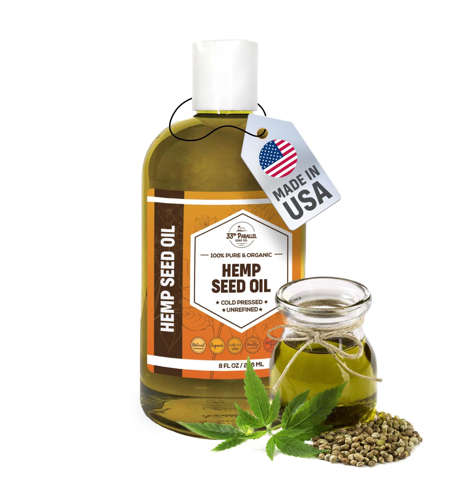 Organic Hemp Seed Oil (8 oz) Premium Cold Pressed Unrefined | 100% Pure Hemp Seed Oil for Skin Face Hair Soap Making Massage | Carrier for Essential Oils | Available in Bulk | 8 FL OZ - Buy Online on GoSupps.com