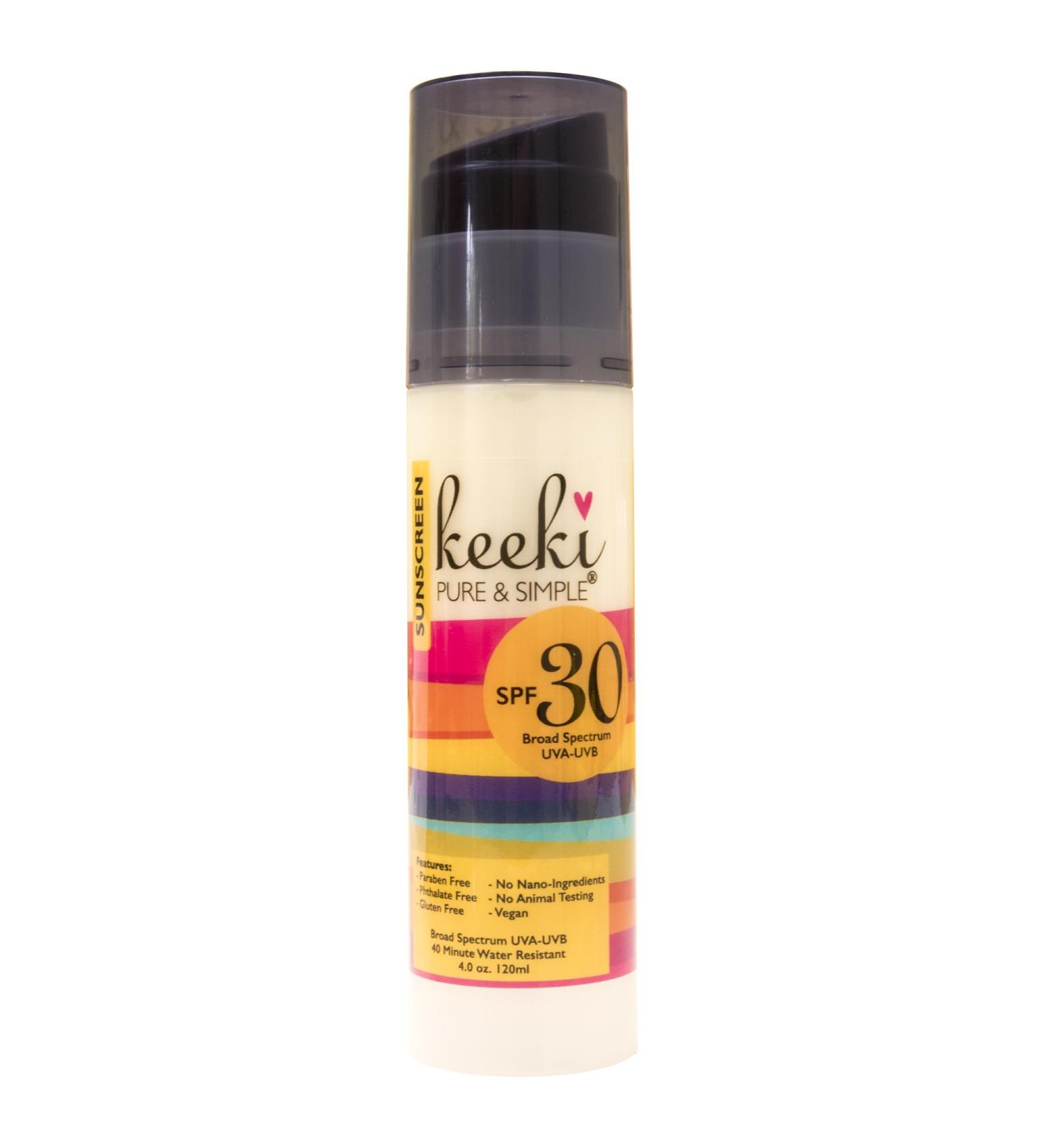 Broad Spectrum Sunscreen SPF 30 | UVA/UVB Protection | Shield Against Skin Aging & Wrinkling | Cruelty-Free Vegan All Natural | Water Resistant | Perfect for Sensitive Skin by Keeki Pure & Simple SPF-30