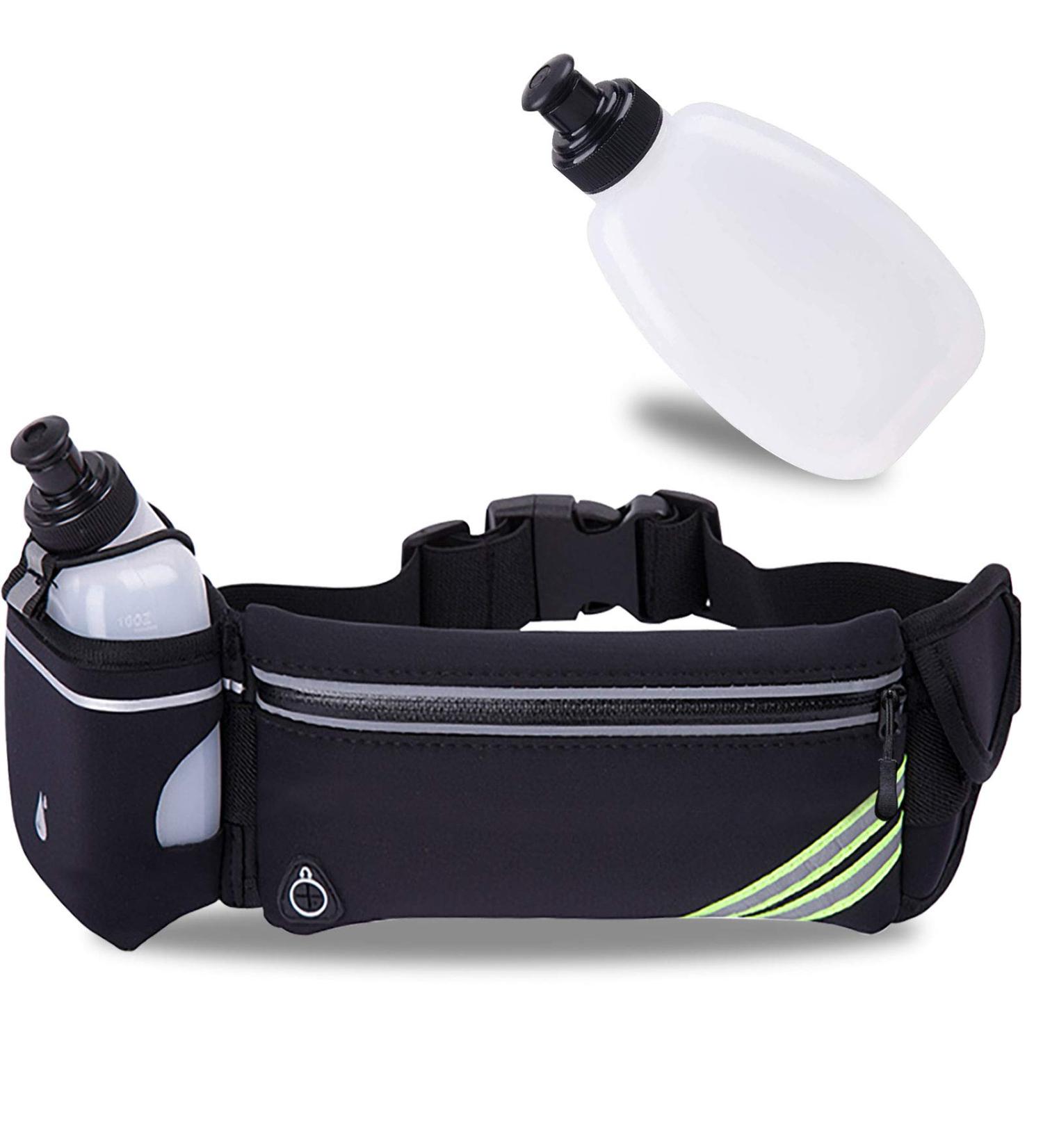 MOVOYEE Running Belt with Water Bottle Holder for iPhone 13 12 11 Pro Max Xr Xs X 8 7 6 Plus Mini/Galaxy Reflective Phone Belt Bag for Running Women Men Hydration Waist Pack Fanny Pack Runner Pouch 01-Black - Buy Online on GoSupps.com
