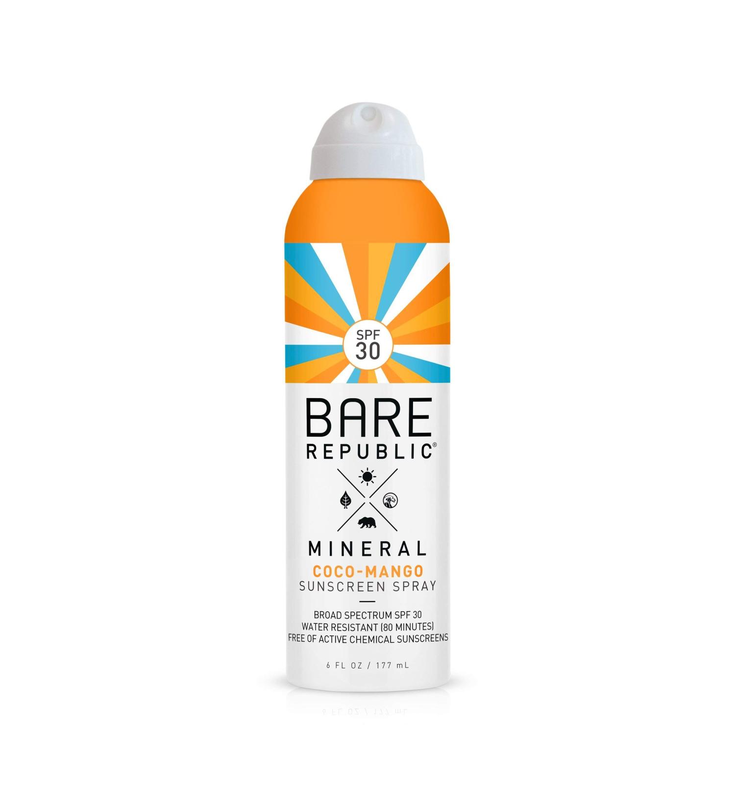 Bare Republic Mineral SPF 30 Sport Sunscreen Spray - Coconut-Mango 6oz - Buy Online on GoSupps.com