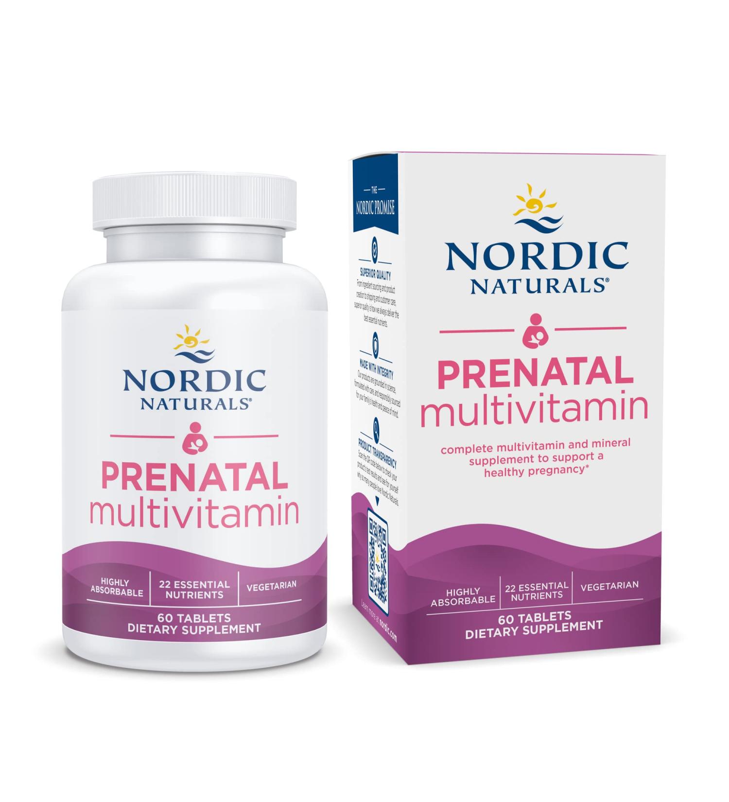 Nordic Naturals Prenatal Multivitamin for Women - Vegetarian Daily Prenatal Vitamins - 60 Tablets - Buy Online on GoSupps.com