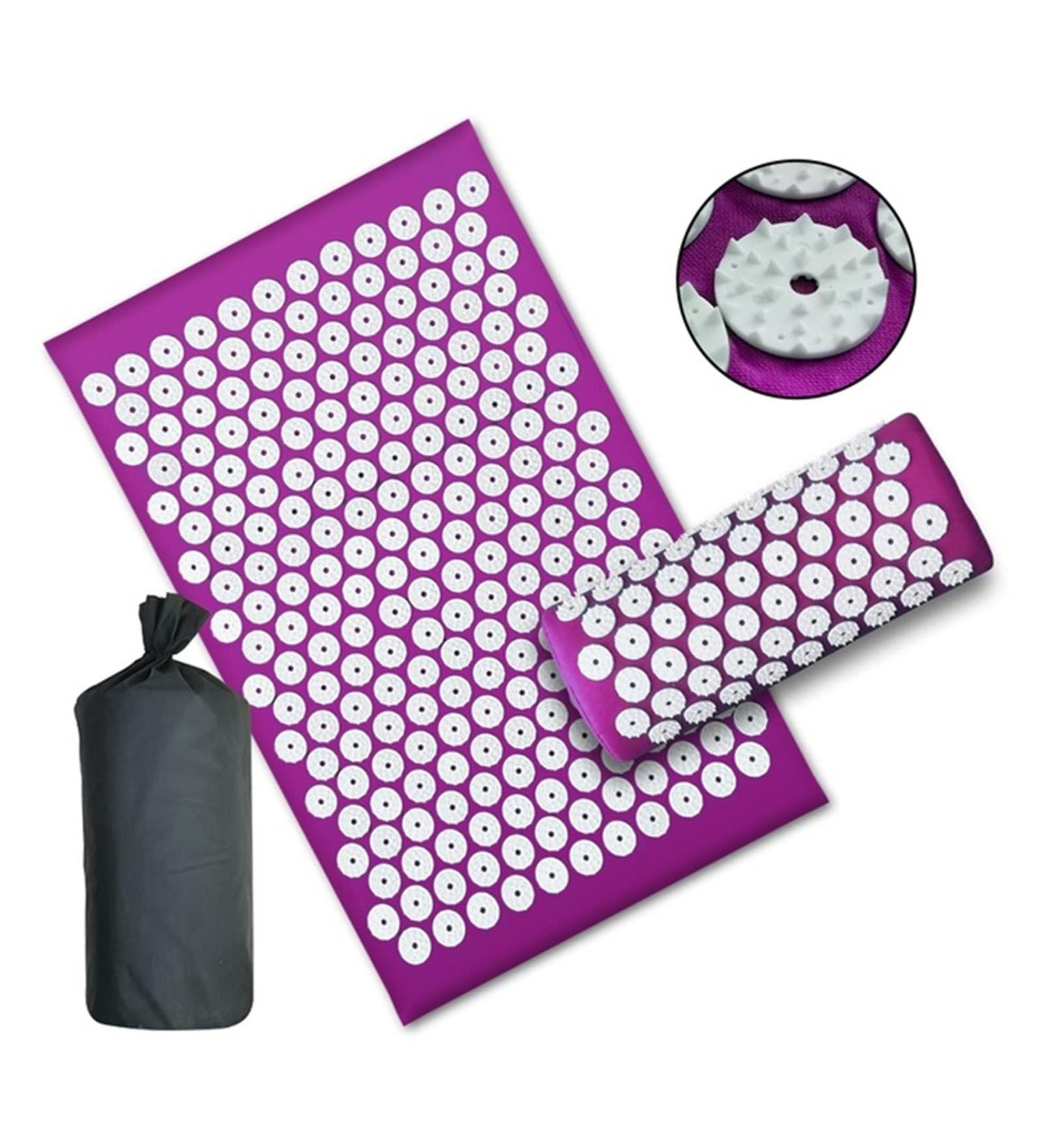 Buy Dunlap Massage Cushion - Non-Slip Acupressure Pillow for Back Pain Relief | 3pc Purple Sensi Massage Mat & Foot Massager | International Shipping Available - Buy Online on GoSupps.com