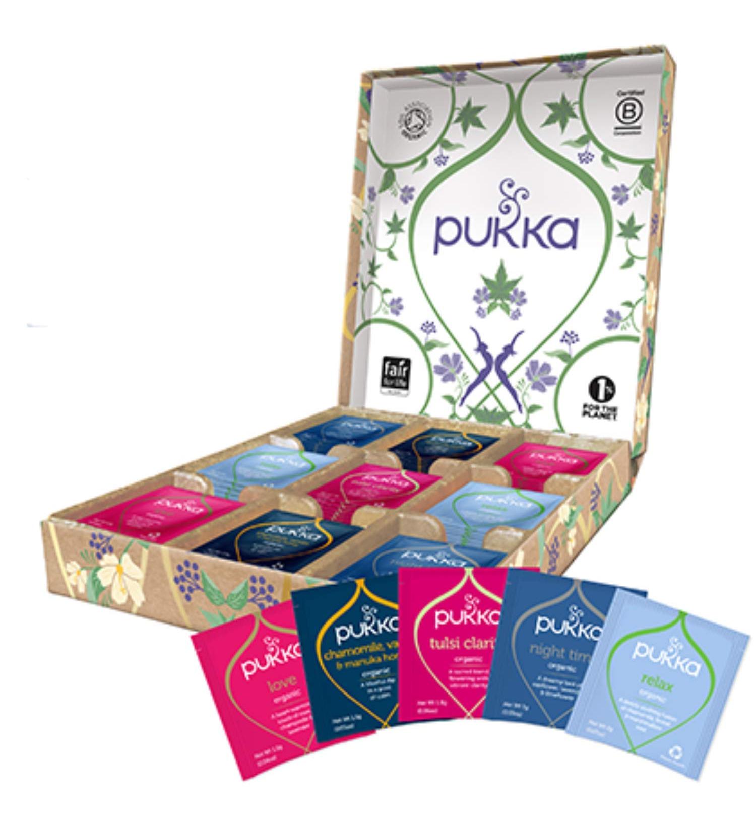 Pukka Organic Tea Bags Gift Set - Relax Selection Box - 45 Herbal Tea Bags - Buy Online on GoSupps.com