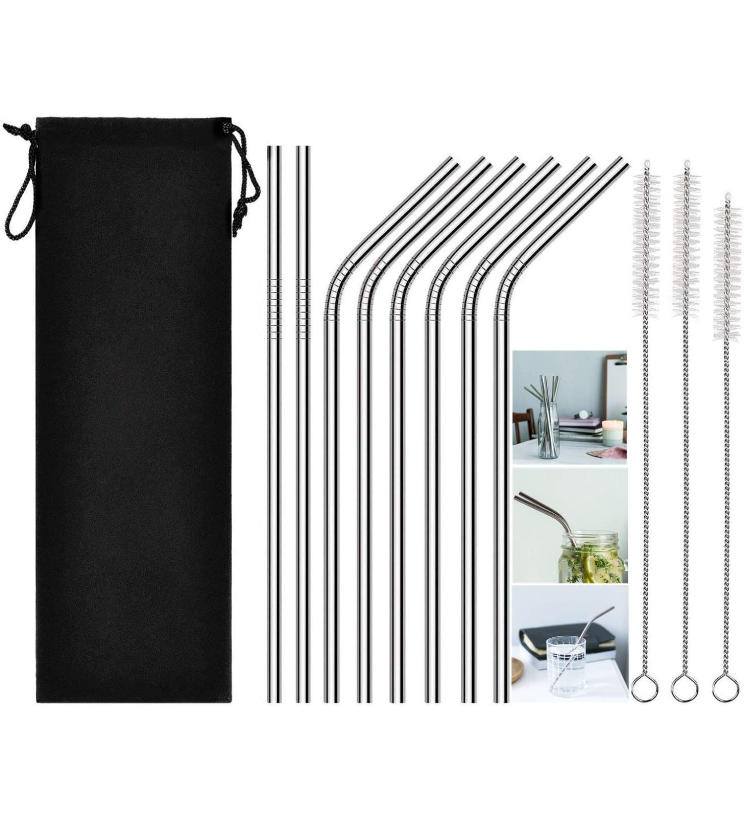 Jesykin 8 Pack Stainless Steel Reusable Straws with Case and Cleaning Brush - Long Metal Drinking Straws for 30oz and 20oz Tumblers - Dishwasher Safe - Buy Online on GoSupps.com