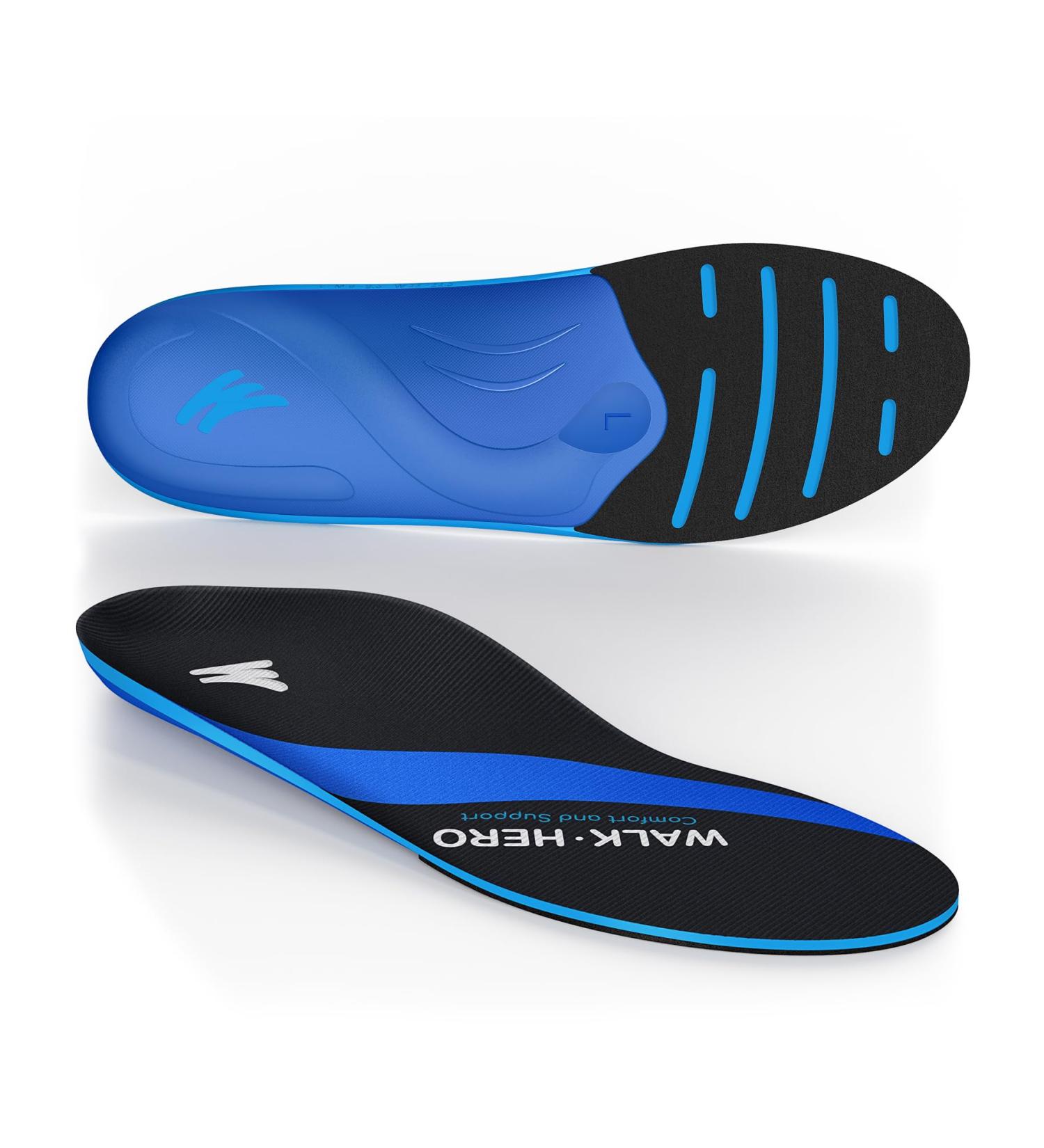 WalkHero Plantar Fasciitis Insoles - Ultimate Arch Support Inserts for Flat Feet | Shock Absorbing Cushions | Men s 9-9.5 & Women s 11-11.5 in Navy Blue - Buy Online on GoSupps.com