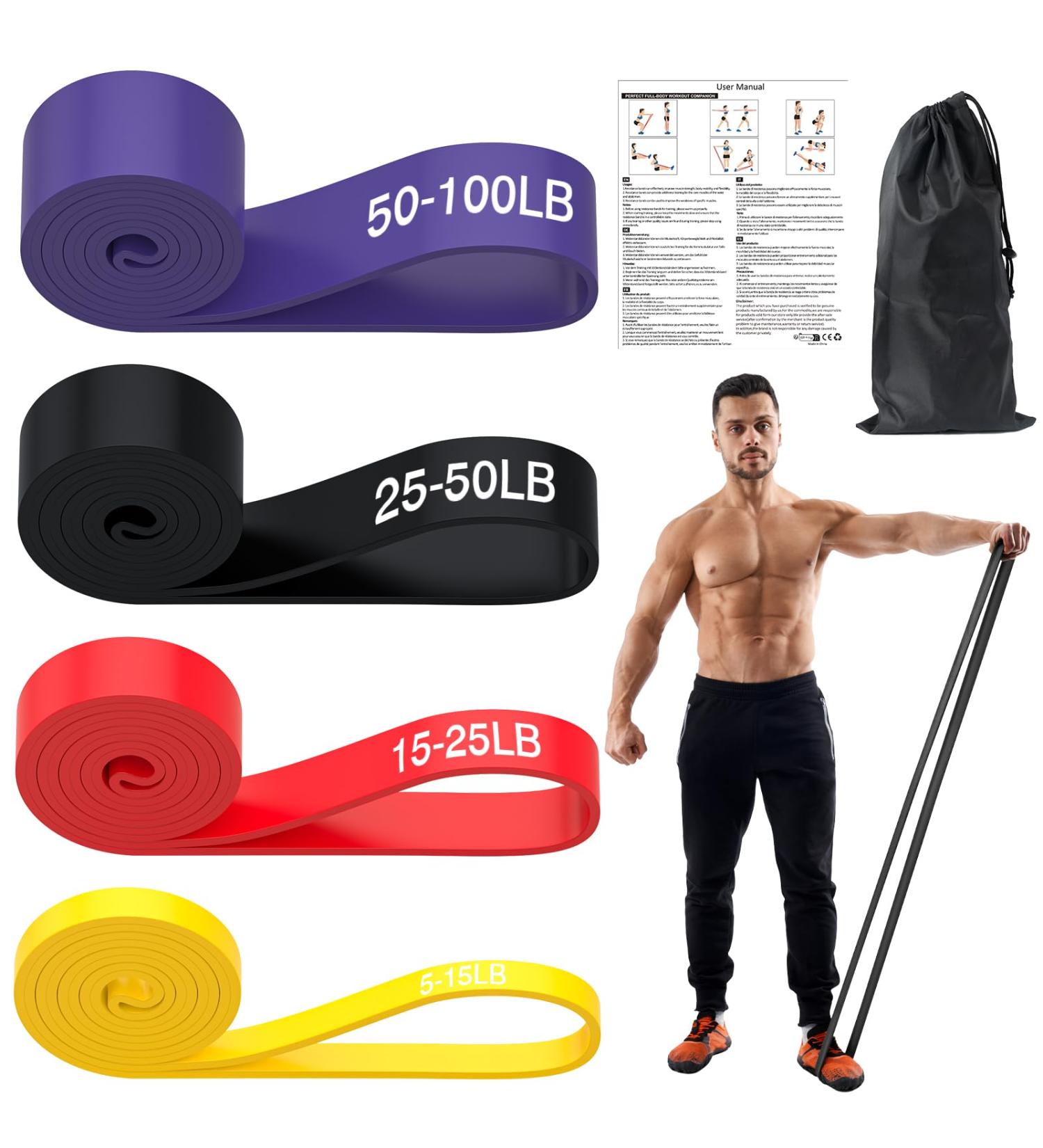 Buy Fitness Straps & Resistance Bands (5-100LB) - Ideal for Strength Training Pilates Physiotherapy & Yoga | Perfect for Men & Women - Buy Online on GoSupps.com