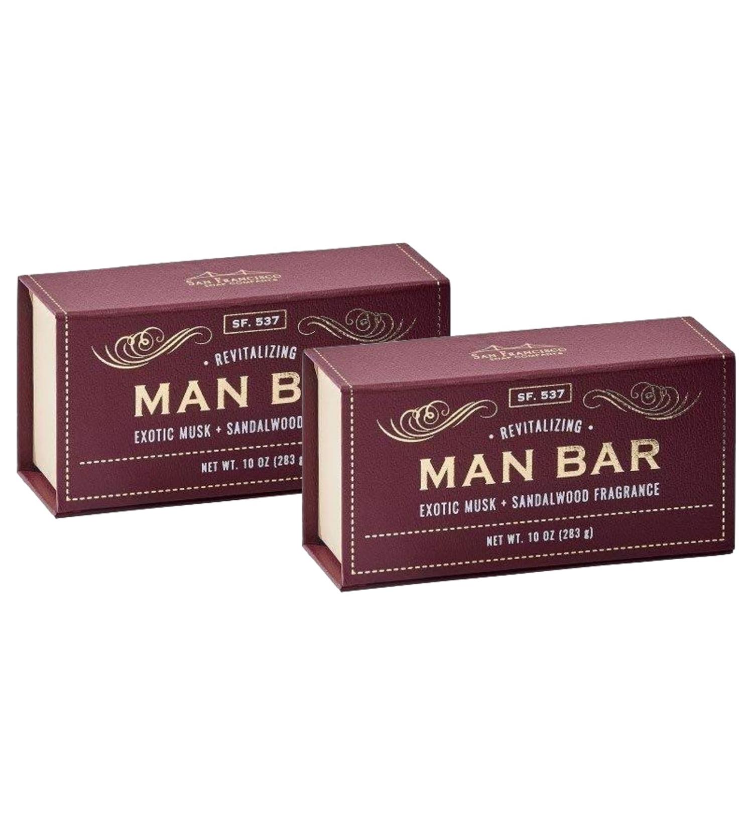 San Francisco Soap Company Man Bar Set of 2 10 oz. Soap Bars (Exotic Musk & Sandalwood)