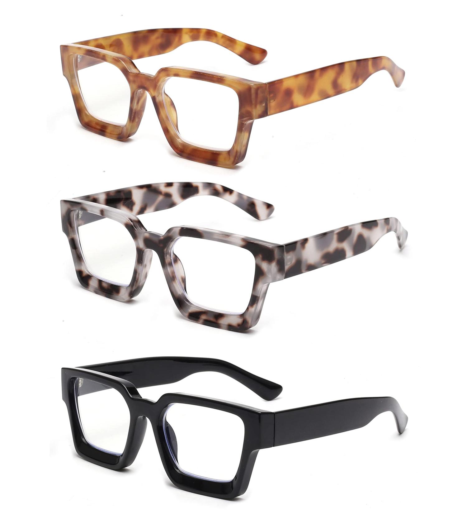 JM 3 Pack Square Reading Glasses - Blue Light Blocking Computer Readers for Men & Women | 2.5x Strength - Buy Online on GoSupps.com