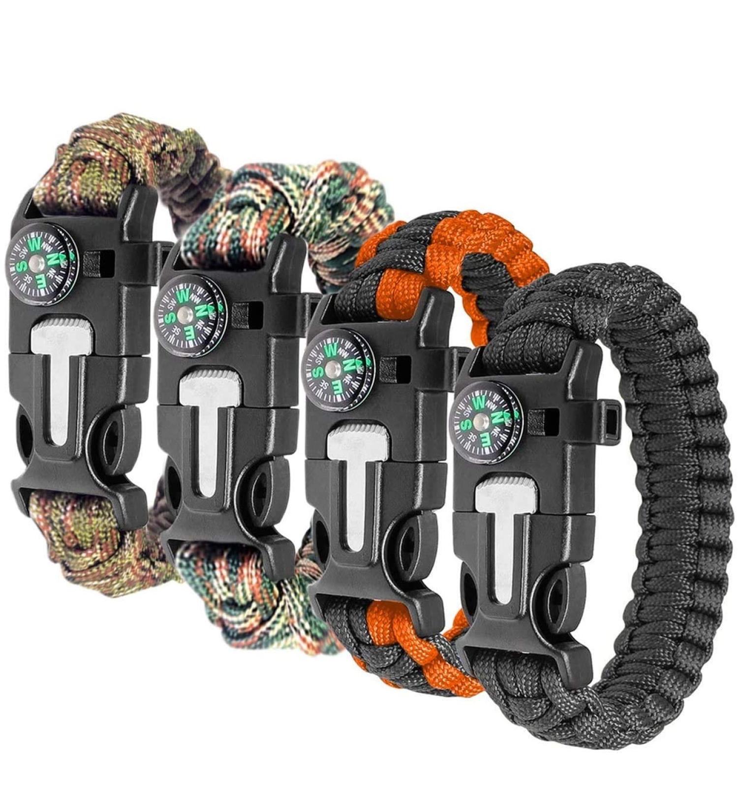 Ember Rock Survival Brand Kit 4 Set - Ultimate Outdoor Survival Essentials | Paracord Bracelets Flint Compass & More - Buy Online on GoSupps.com