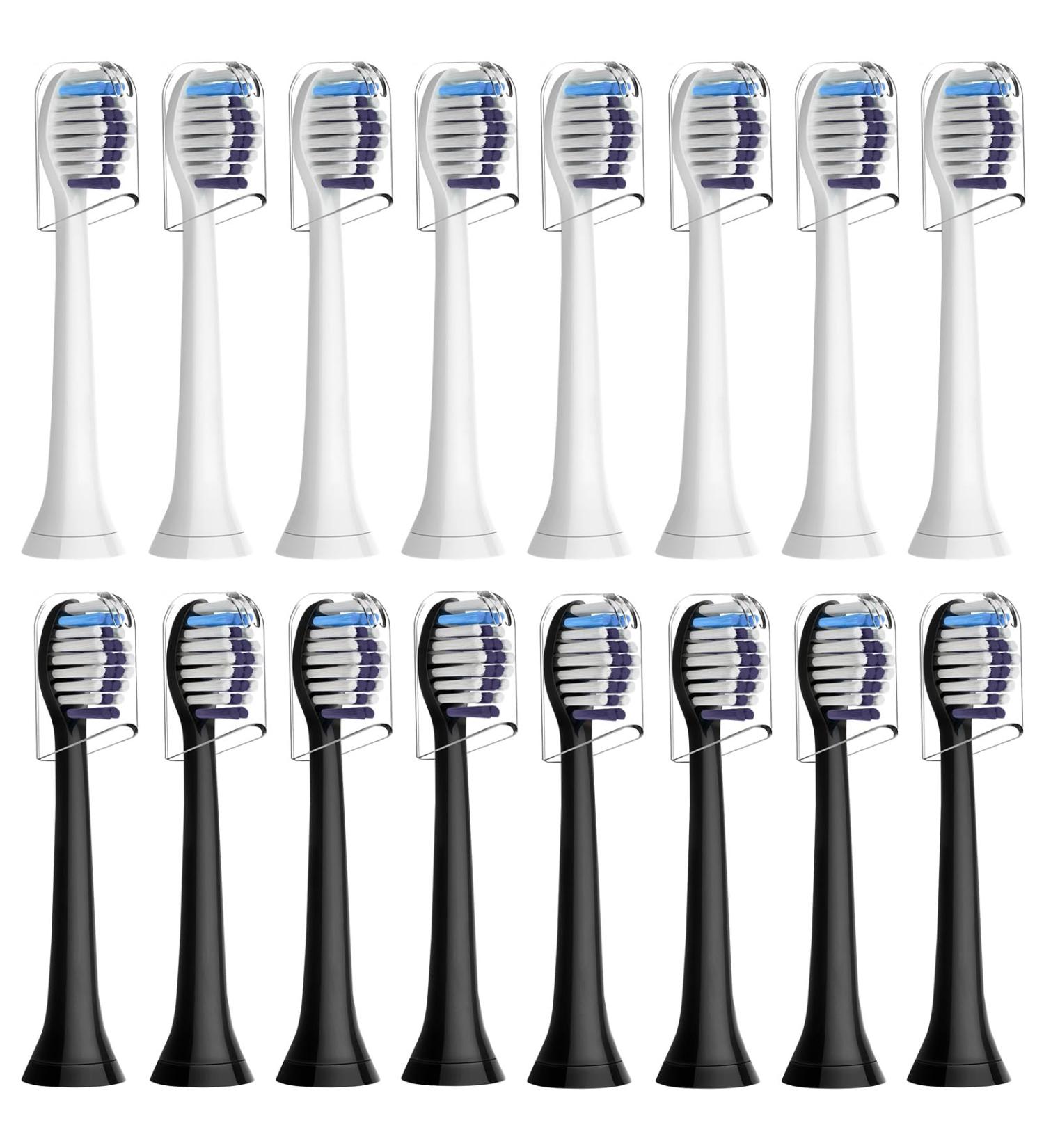16 Compatible Whitening Brush Heads for Philips Sonicare - 8 White & 8 Black Replacement Clean Brushes - Buy Online on GoSupps.com