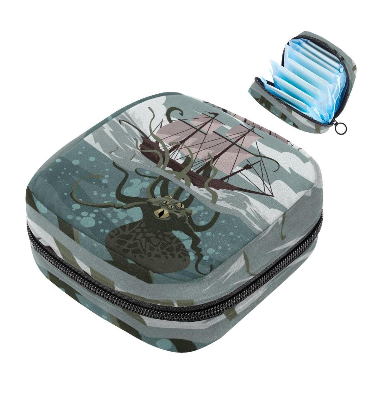 Octopus Monster Attack Menstruation Pad Bag | Zippered Tampon & Napkin Holder for Women & Girls - Buy Online on GoSupps.com