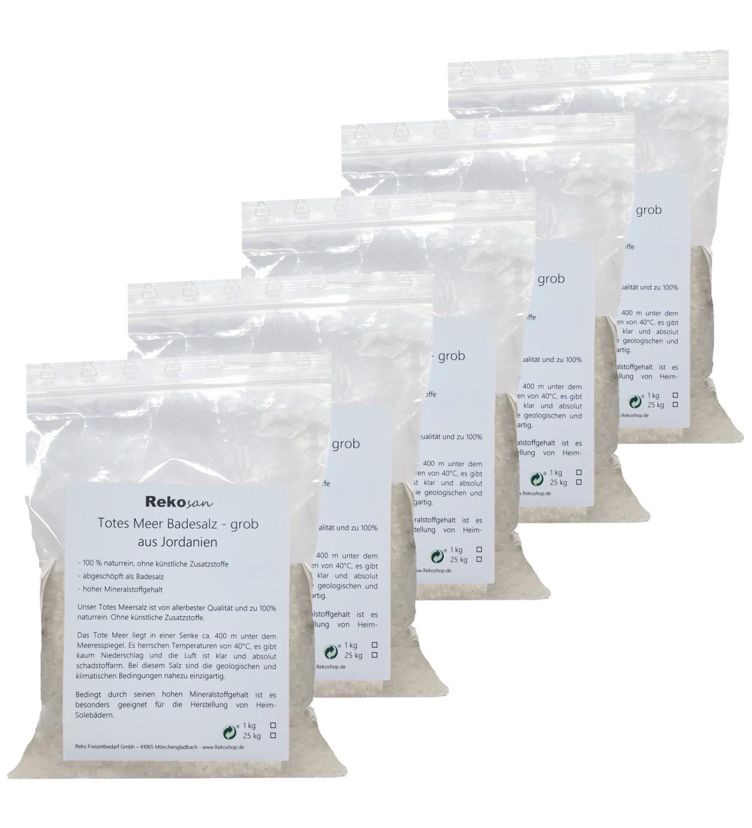 Rekosan Dead Sea Salt 5 x 1 kg Bath Salt from Jordan Sea Salt Coarse