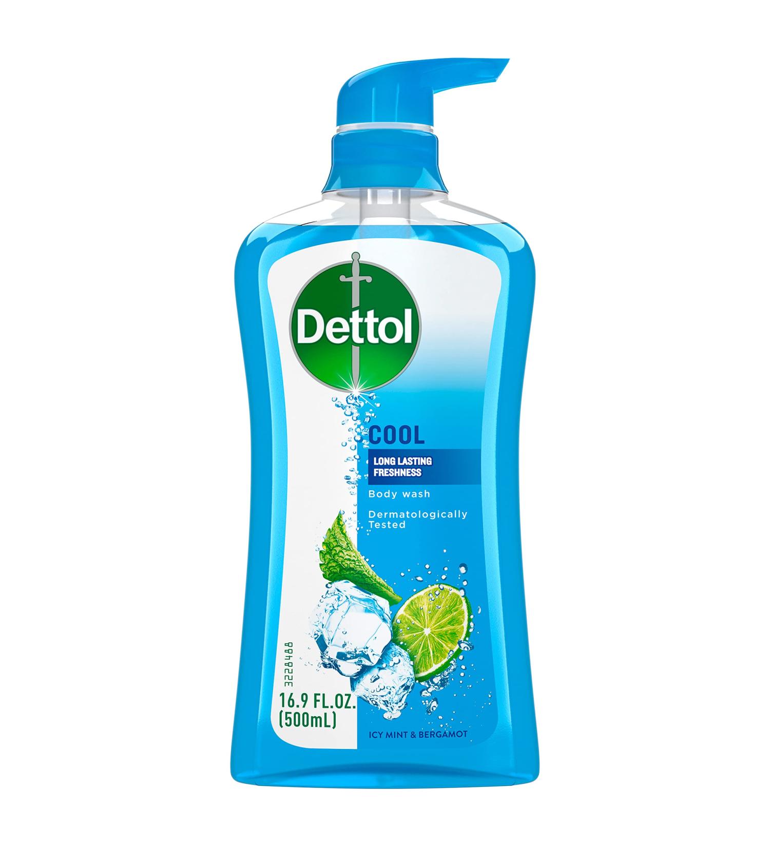 Dettol Cool Body Wash and Shower Gel Body Wash with Mint and Bergamot 16.90 Fl Oz (Pack of 1) Bergamot 16.9 Fl Oz (Pack of 1) - Buy Online on GoSupps.com